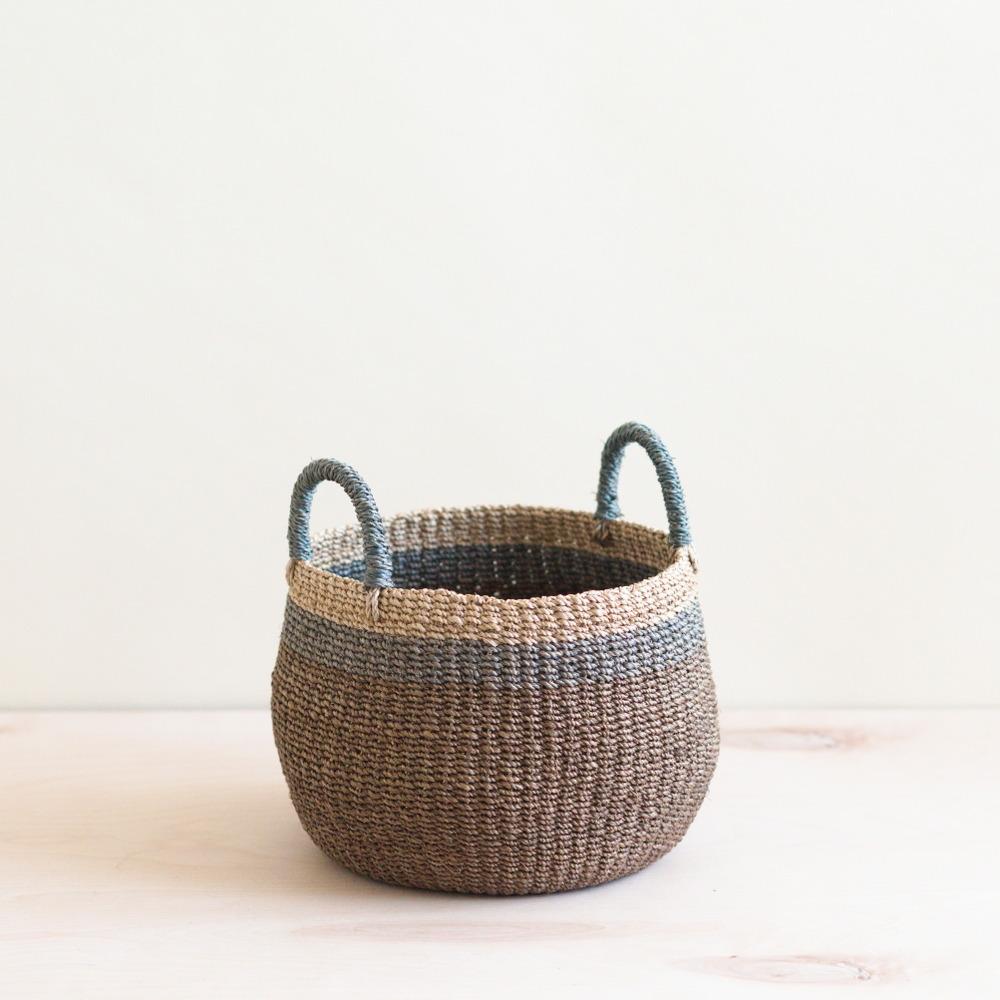 LIKHÂ Brown Tabletop Bulge Basket with Handle - Catch-all Basket | LIKHÂ