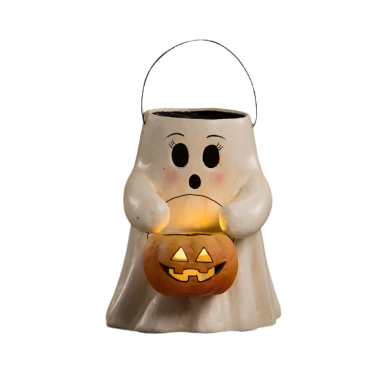 Sweet Boo With Pumpkin Bucket Paper Mache by Bethany Lowe Designs Quirks! | Heirloom Boulevard