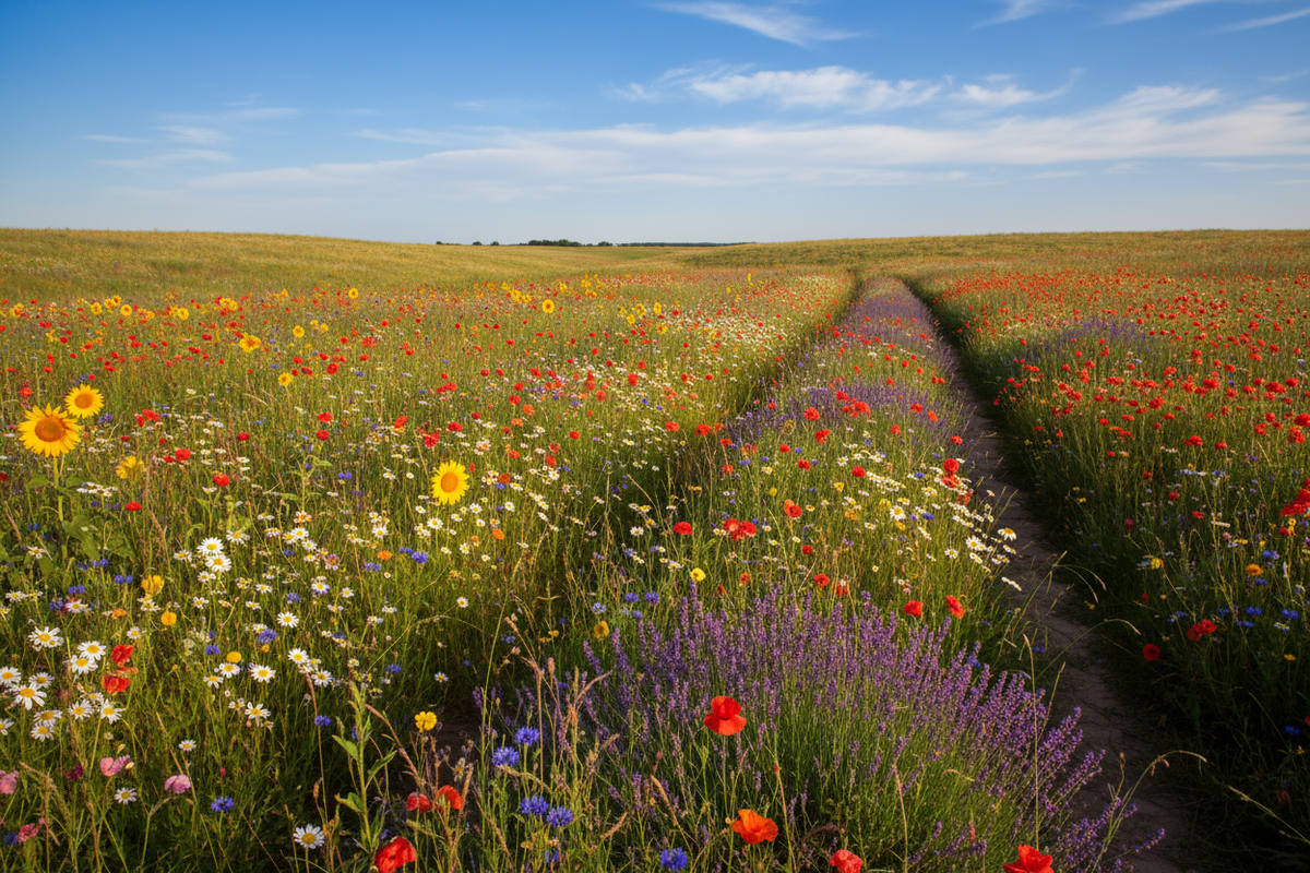 field of picking flowers ai generated image