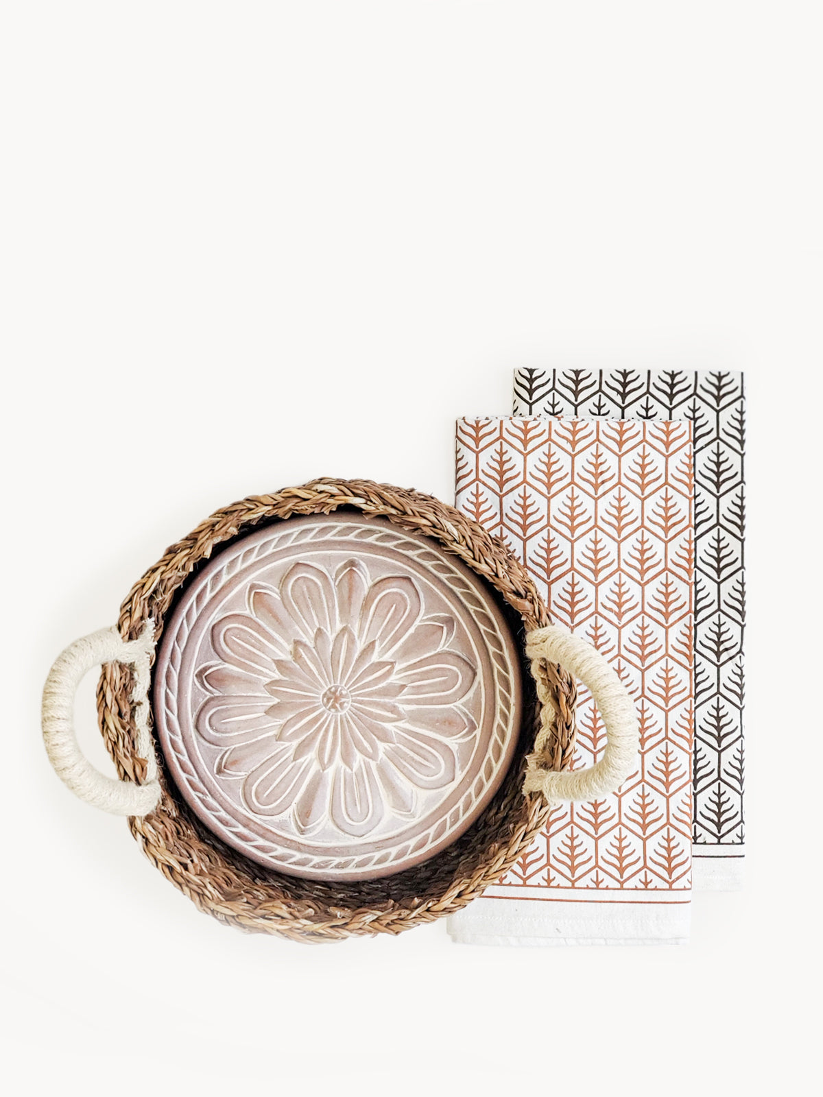Bread Warmer & Basket Gift Set with Tea Towel - Vintage Flower | Heirloom Boulevard