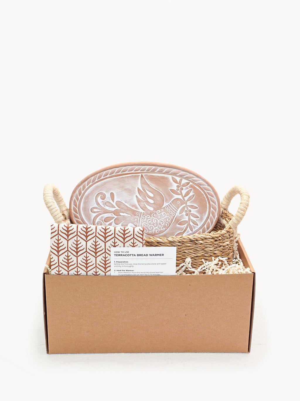 Bread Warmer & Basket Gift Set with Tea Towel - Bird Oval | Heirloom Boulevard