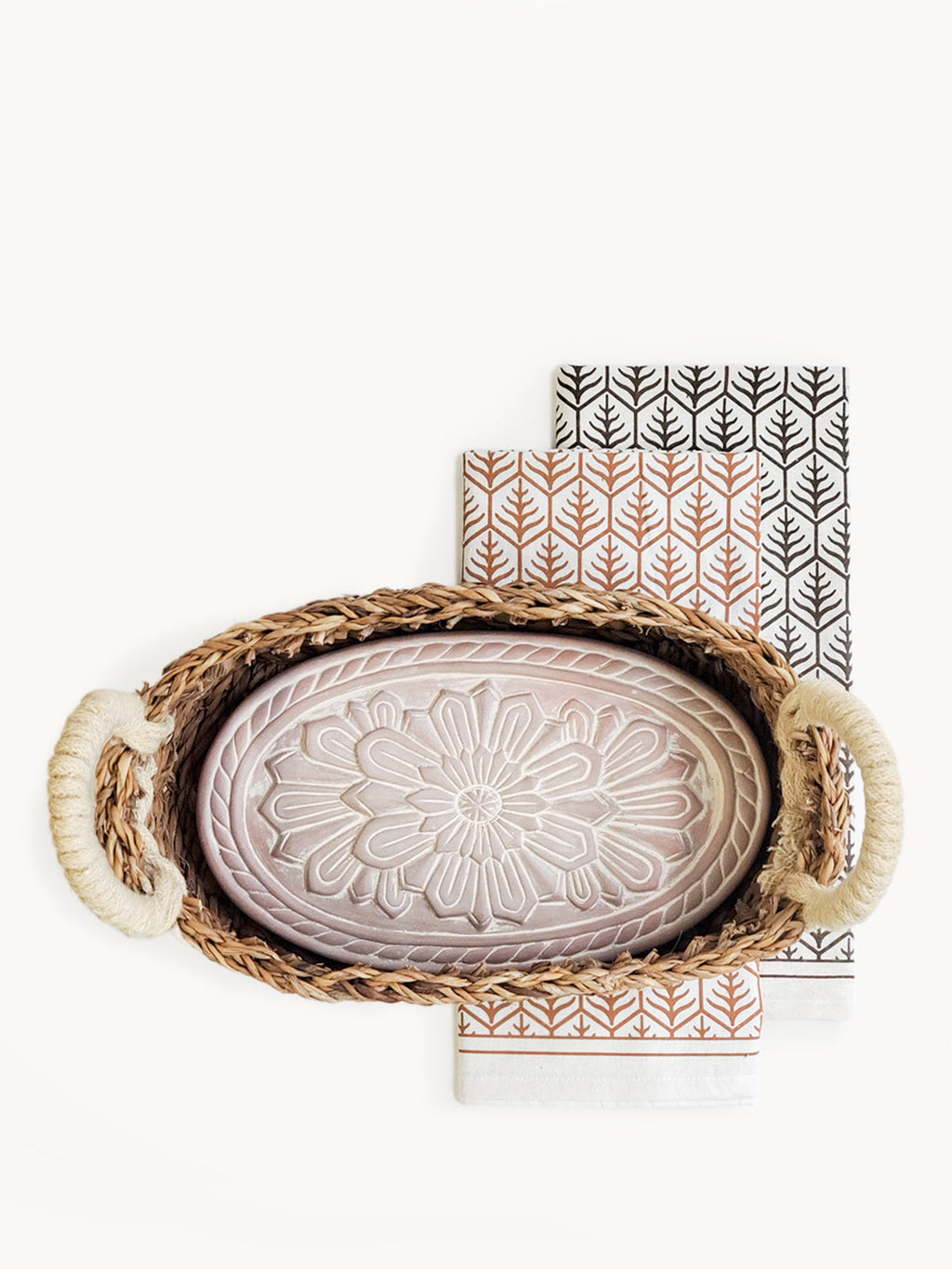 Bread Warmer & Basket Gift Set with Tea Towel - Flower | Heirloom Boulevard