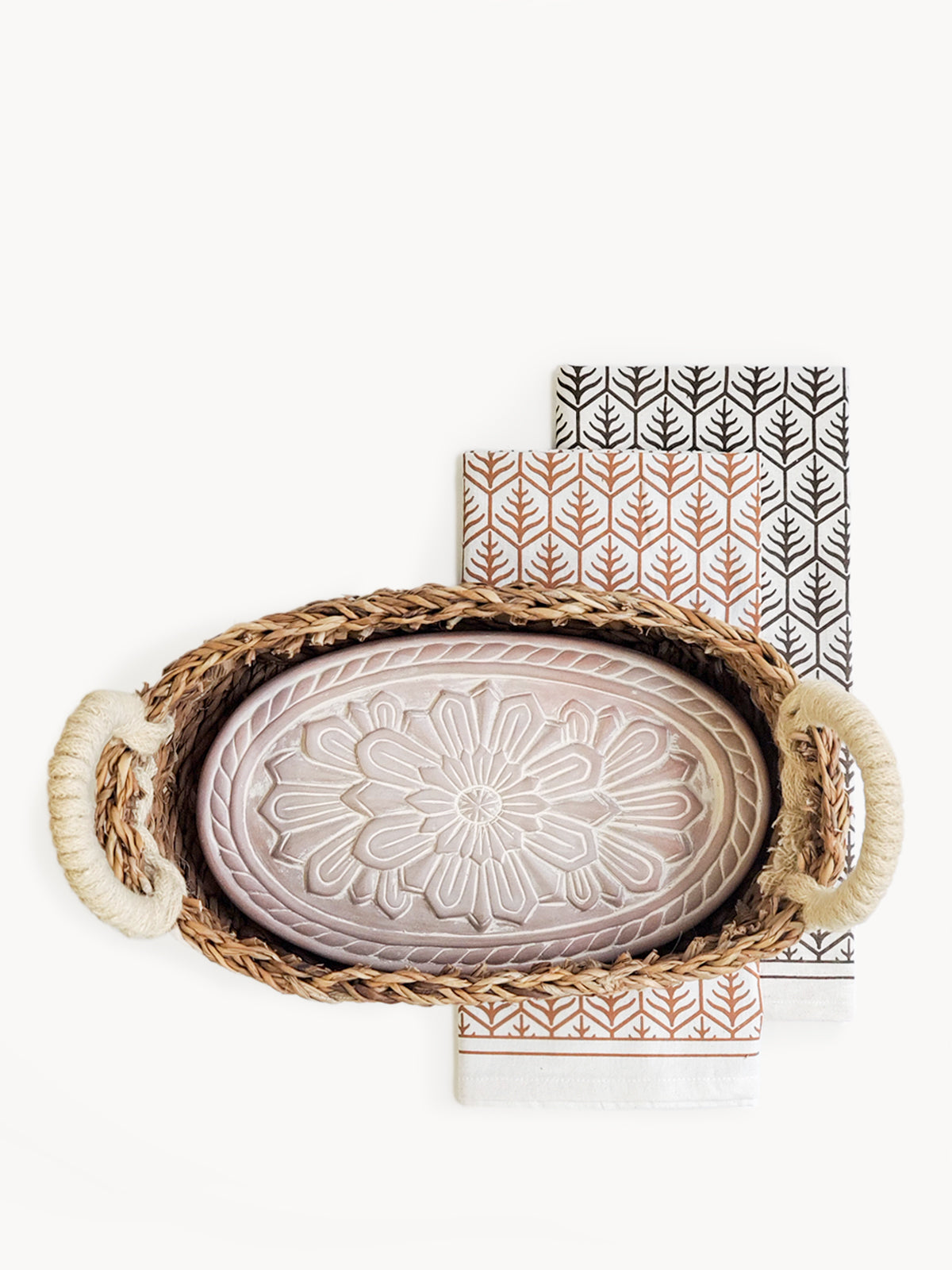 Bread Warmer & Basket Gift Set with Tea Towel - Flower | Heirloom Boulevard