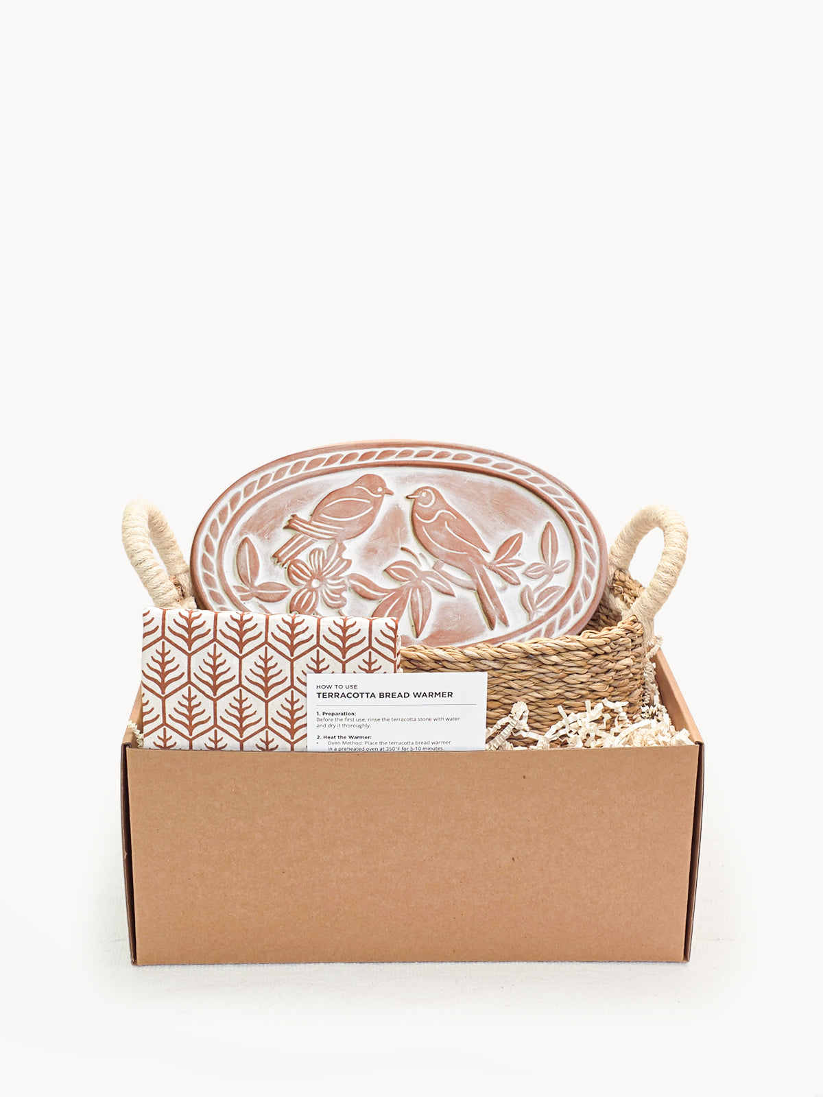 Bread Warmer & Basket Gift Set with Tea Towel - Lovebird Oval | Heirloom Boulevard