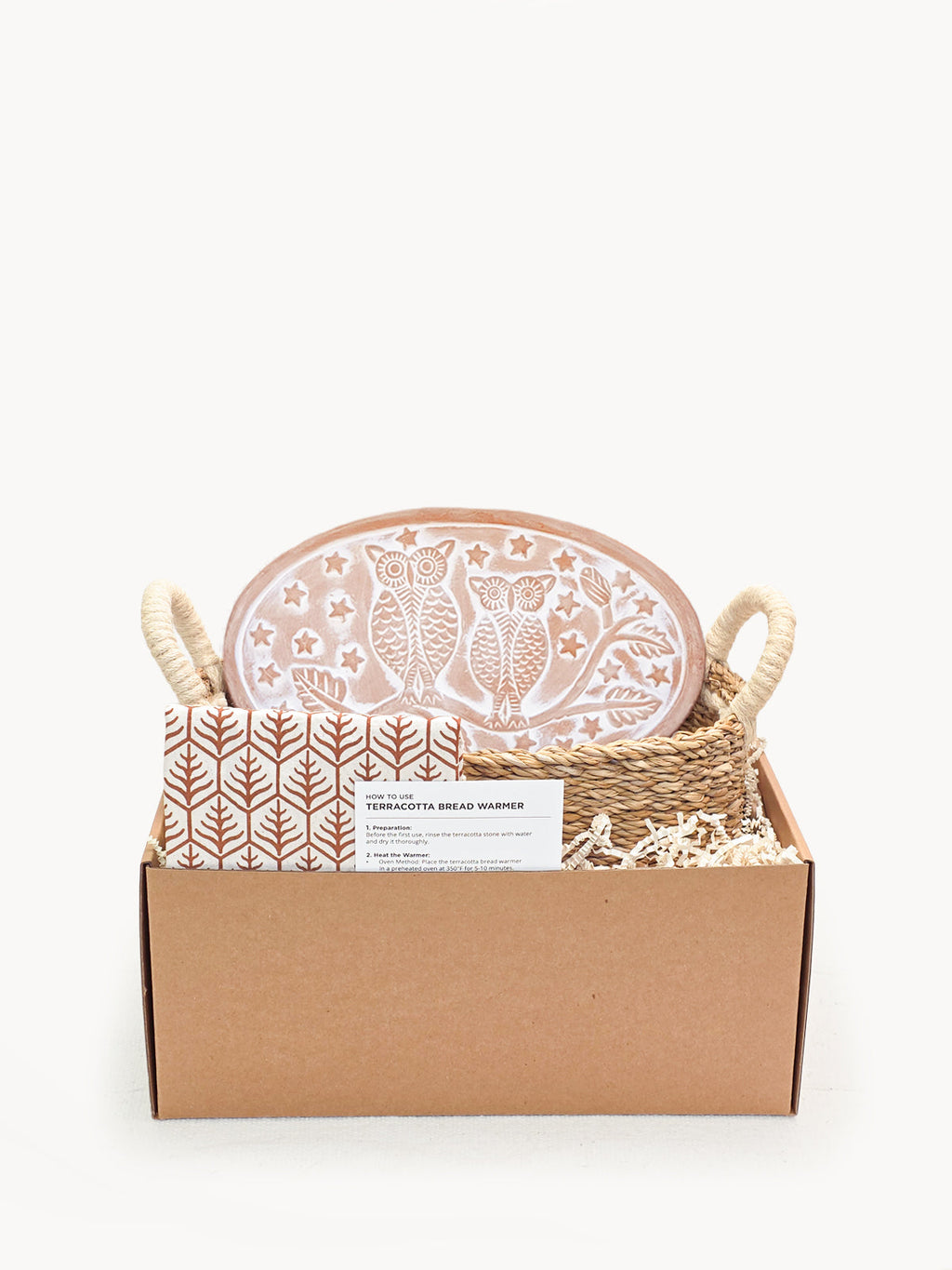 Bread Warmer & Basket Gift Set with Tea Towel - Owl Oval | Heirloom Boulevard