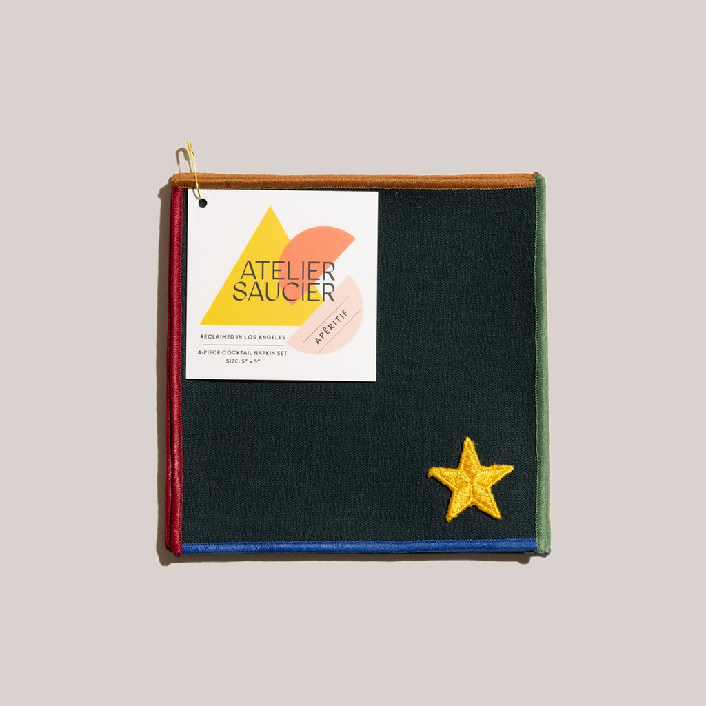 ATELIER SAUCIER Varsity Cocktail Napkins | Set of 4 | Heirloom Boulevard