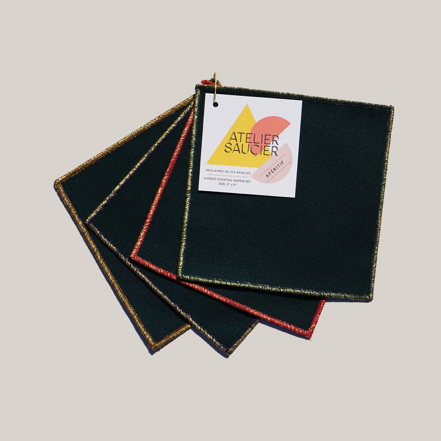 ATELIER SAUCIER Tinsel Cocktail Napkins | Set of 4 | Heirloom Boulevard