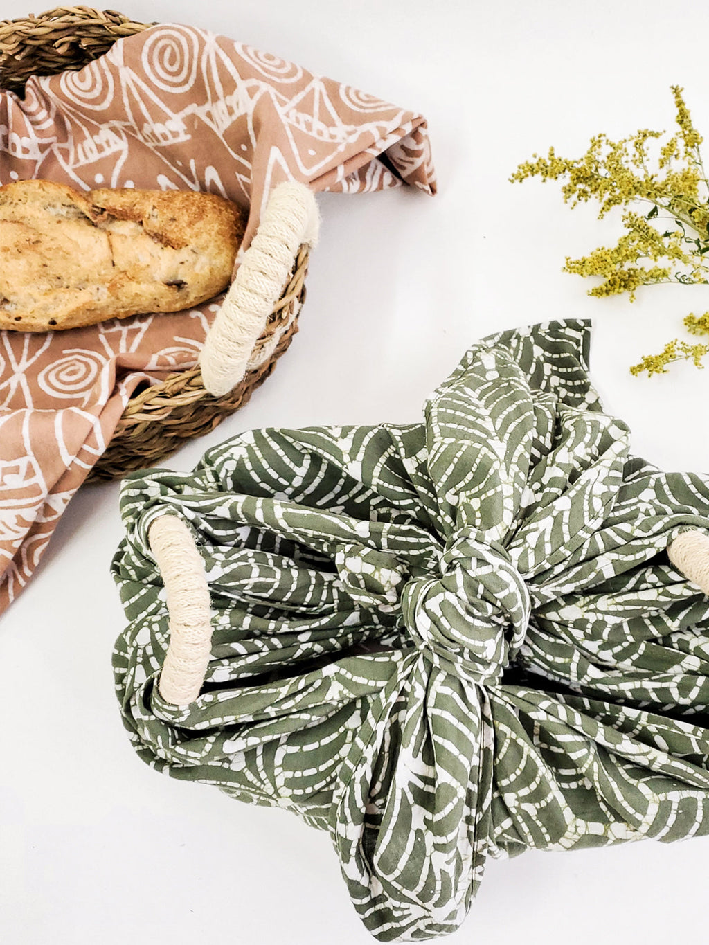 Bread Warmer & Basket Gift Set with Tea Towel - Flower | Heirloom Boulevard