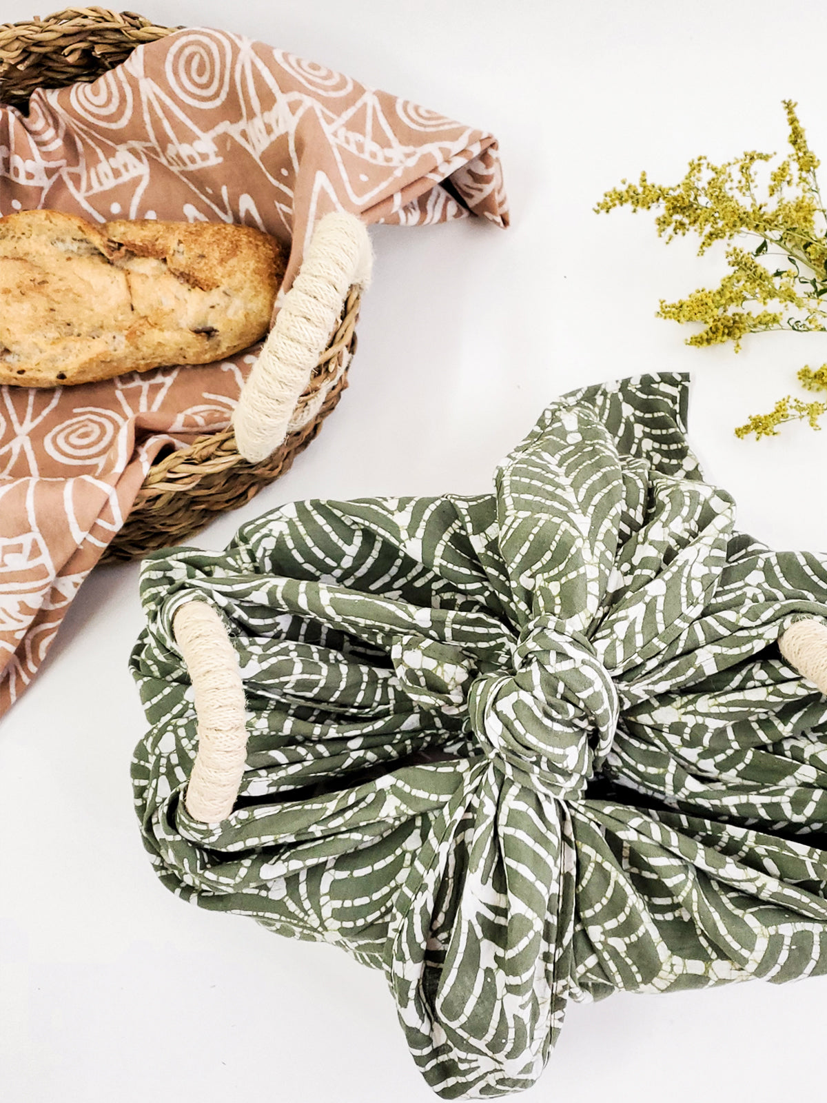 Bread Warmer & Basket Gift Set with Tea Towel - Flower | Heirloom Boulevard