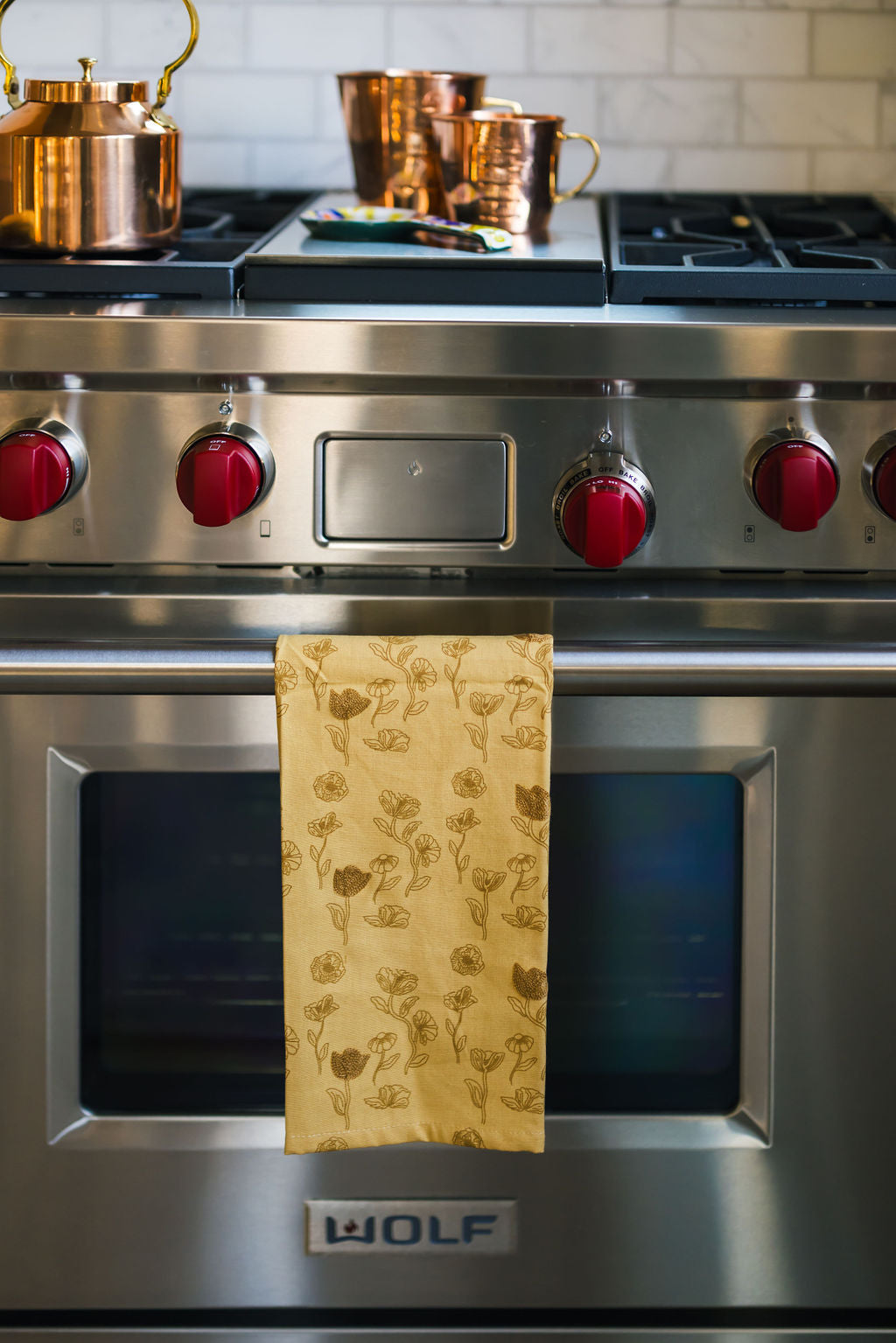 Galley & Fen Yellow Poppy Embroidered Dish Towel | Heirloom Boulevard