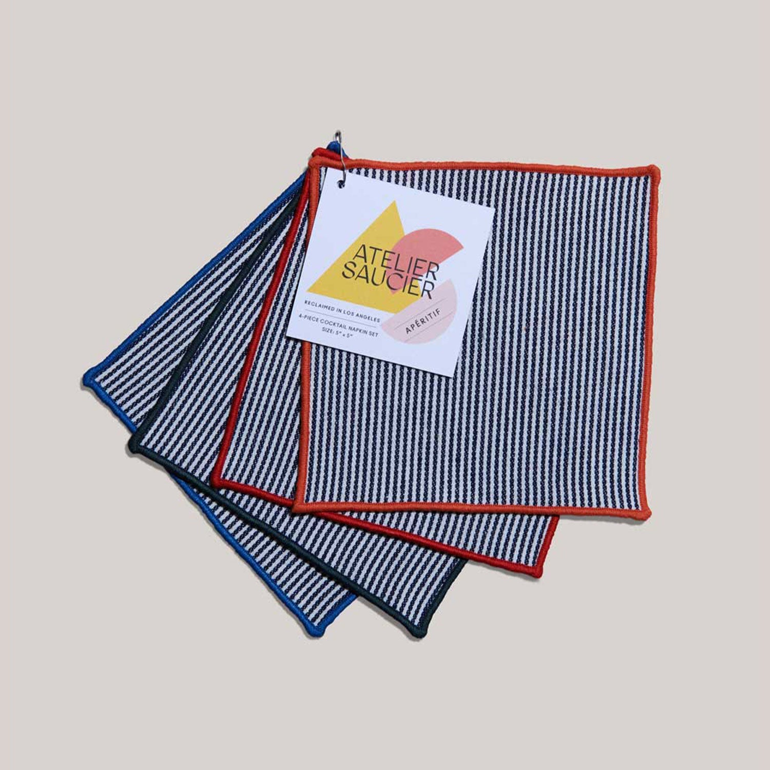 ATELIER SAUCIER Americana Stripe Cocktail Napkins | Set of 4 | Heirloom Boulevard