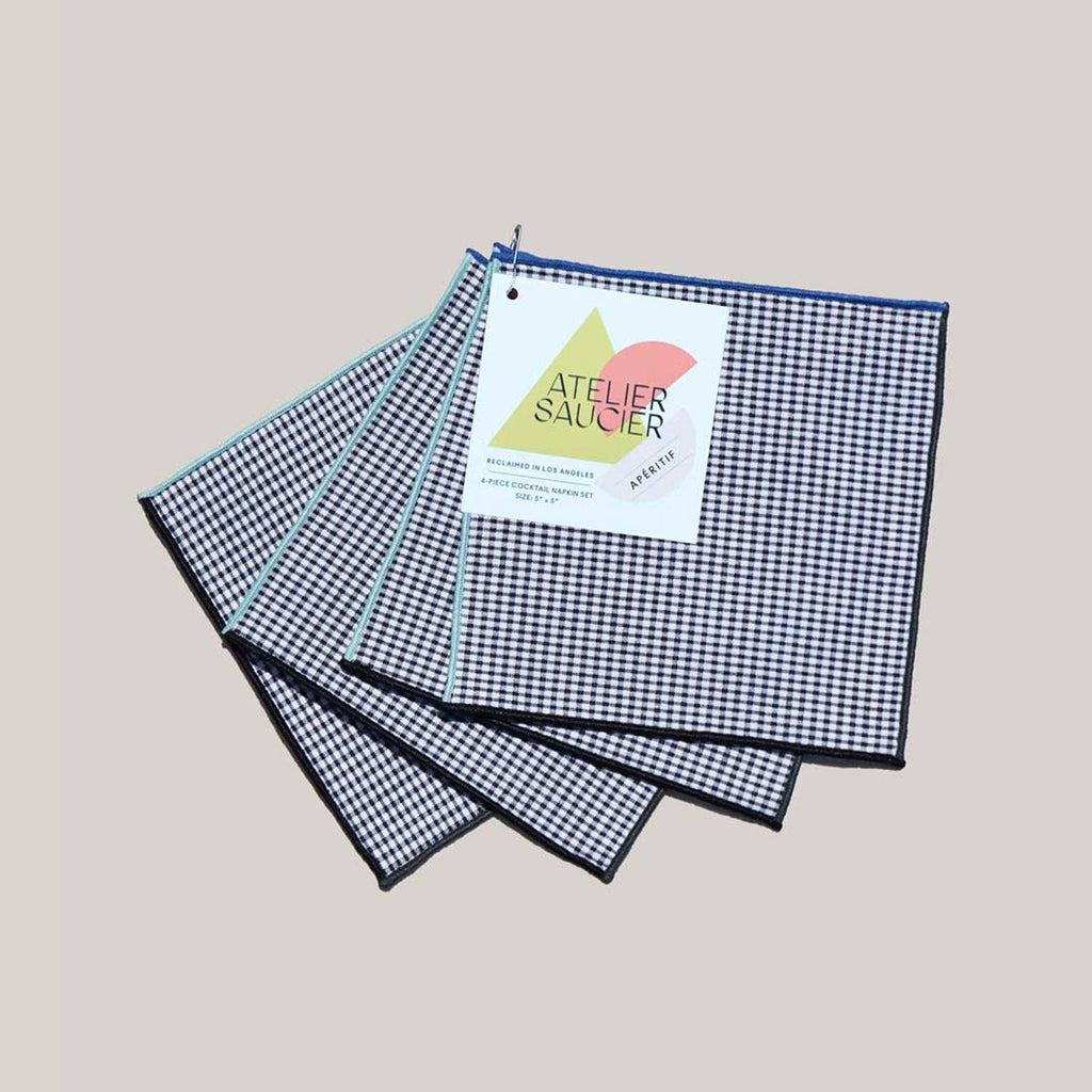ATELIER SAUCIER Retro Gingham Cocktail Napkins | Set of 4 | Heirloom Boulevard