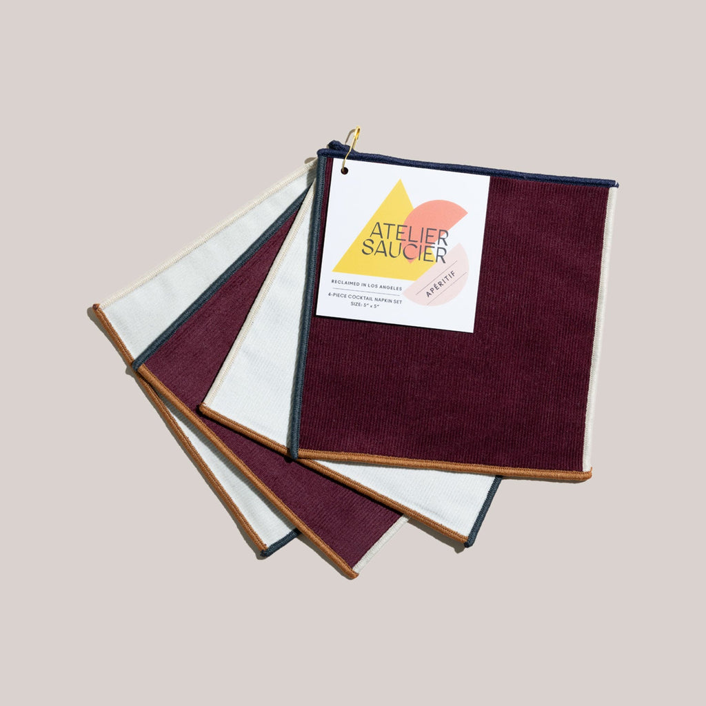 ATELIER SAUCIER Clubhouse Cocktail Napkins | Set of 4 | Heirloom Boulevard