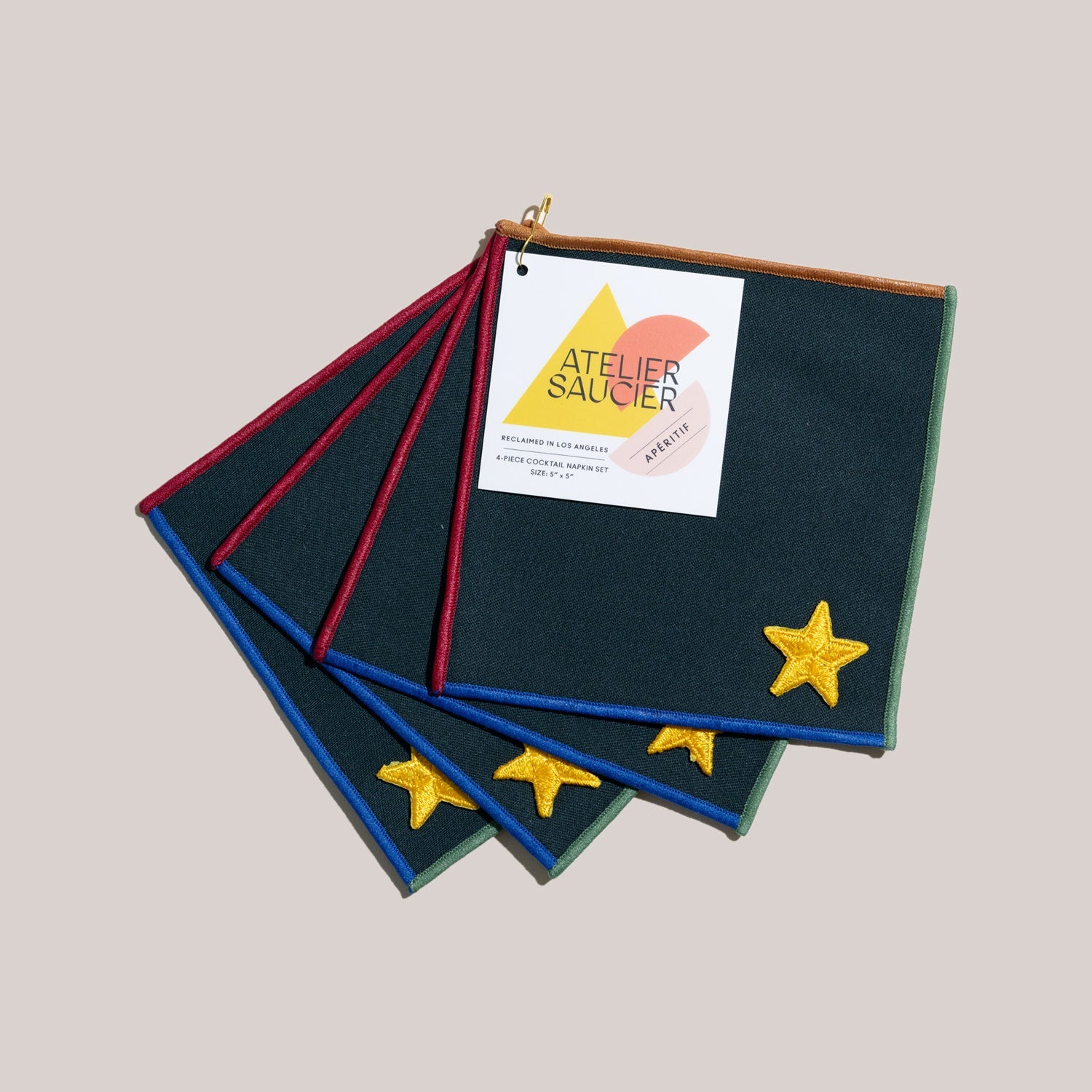 ATELIER SAUCIER Varsity Cocktail Napkins | Set of 4 | Heirloom Boulevard