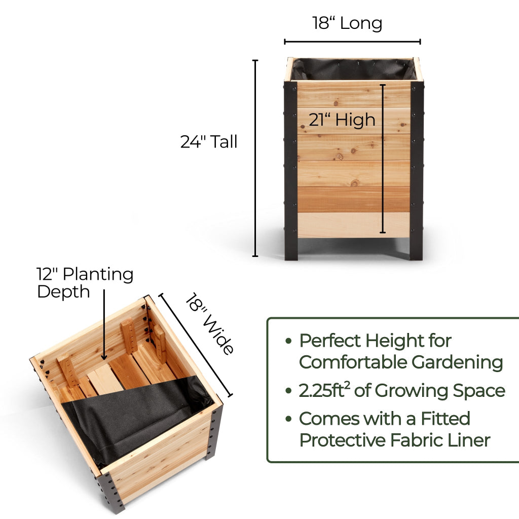 Cedar Planters 18″ x 18″ Planter Box - 24" TALL | Heirloom Boulevard