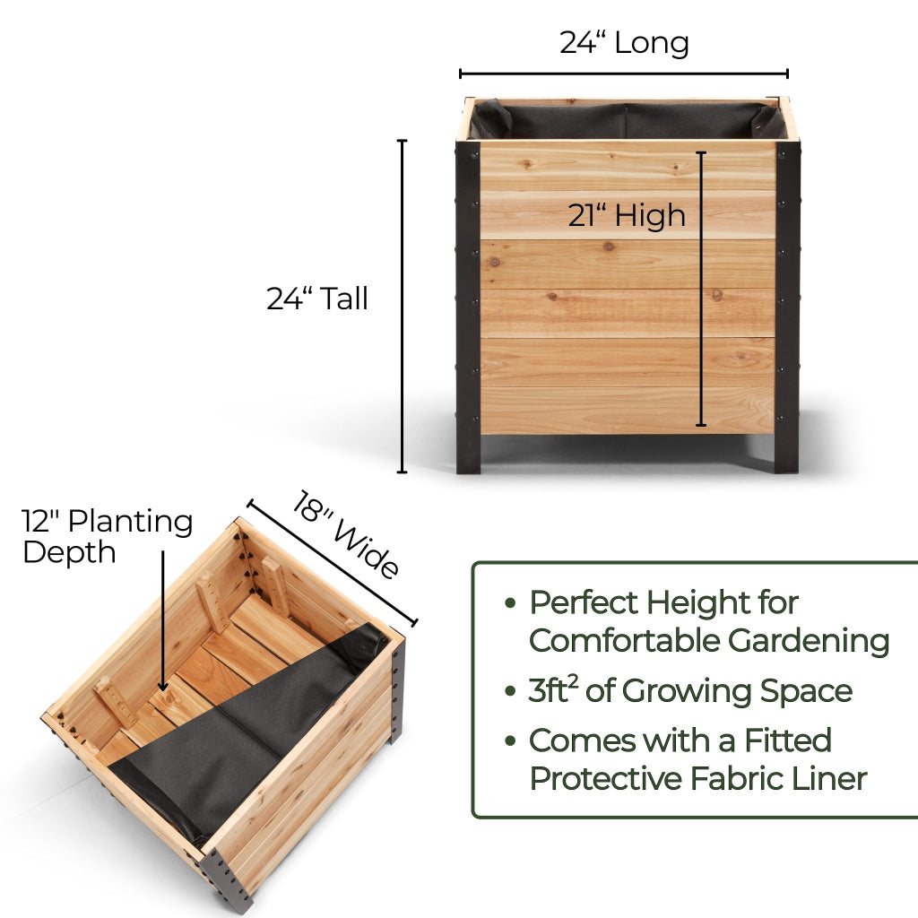Cedar Planters 18" x 24" Planter Box - 24" TALL | Heirloom Boulevard