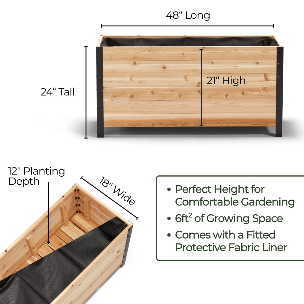 Cedar Planters 18" x 48" Planter Box - 24" TALL | Heirloom Boulevard