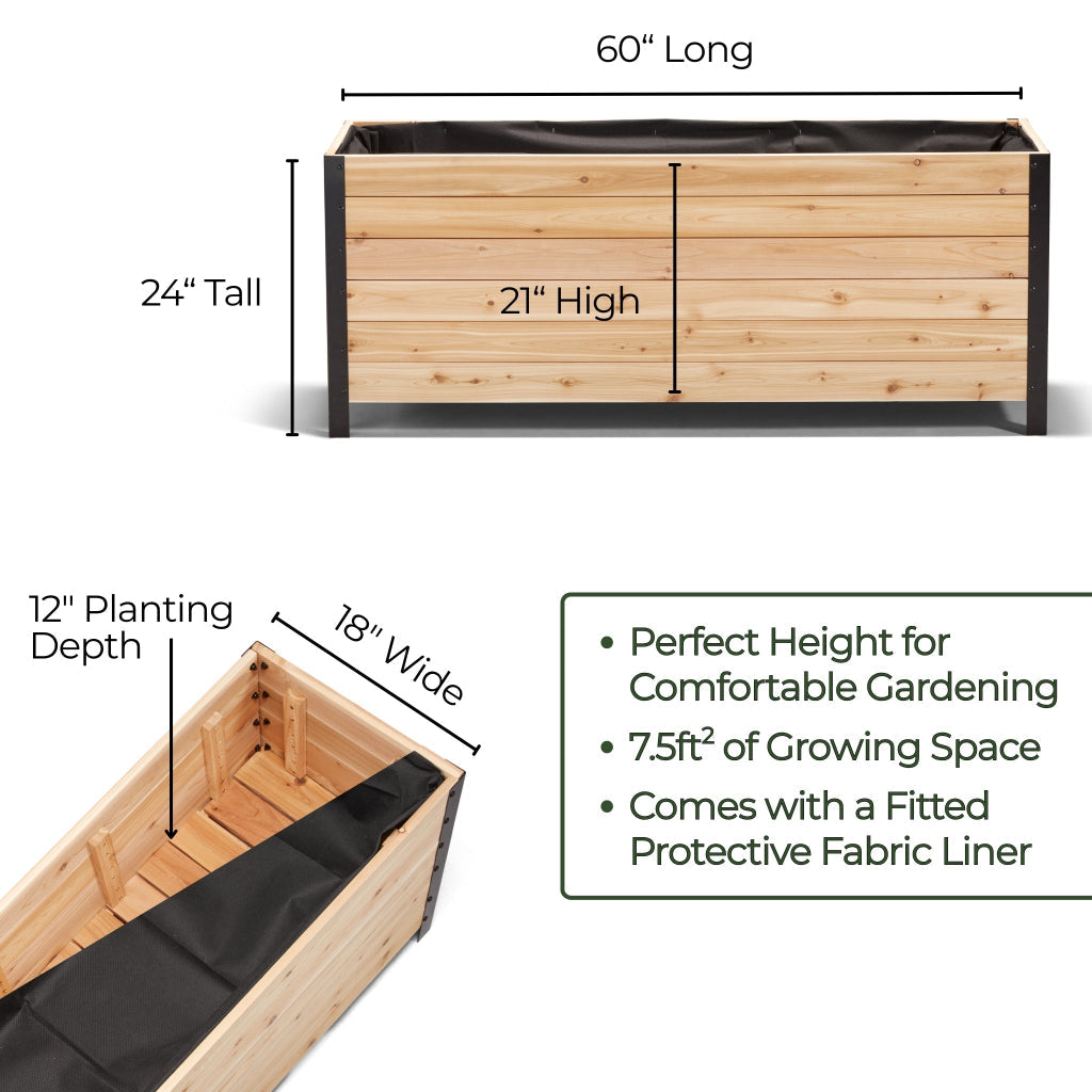 Cedar Planters 18" x 60" Planter Box - 24" TALL | Heirloom Boulevard