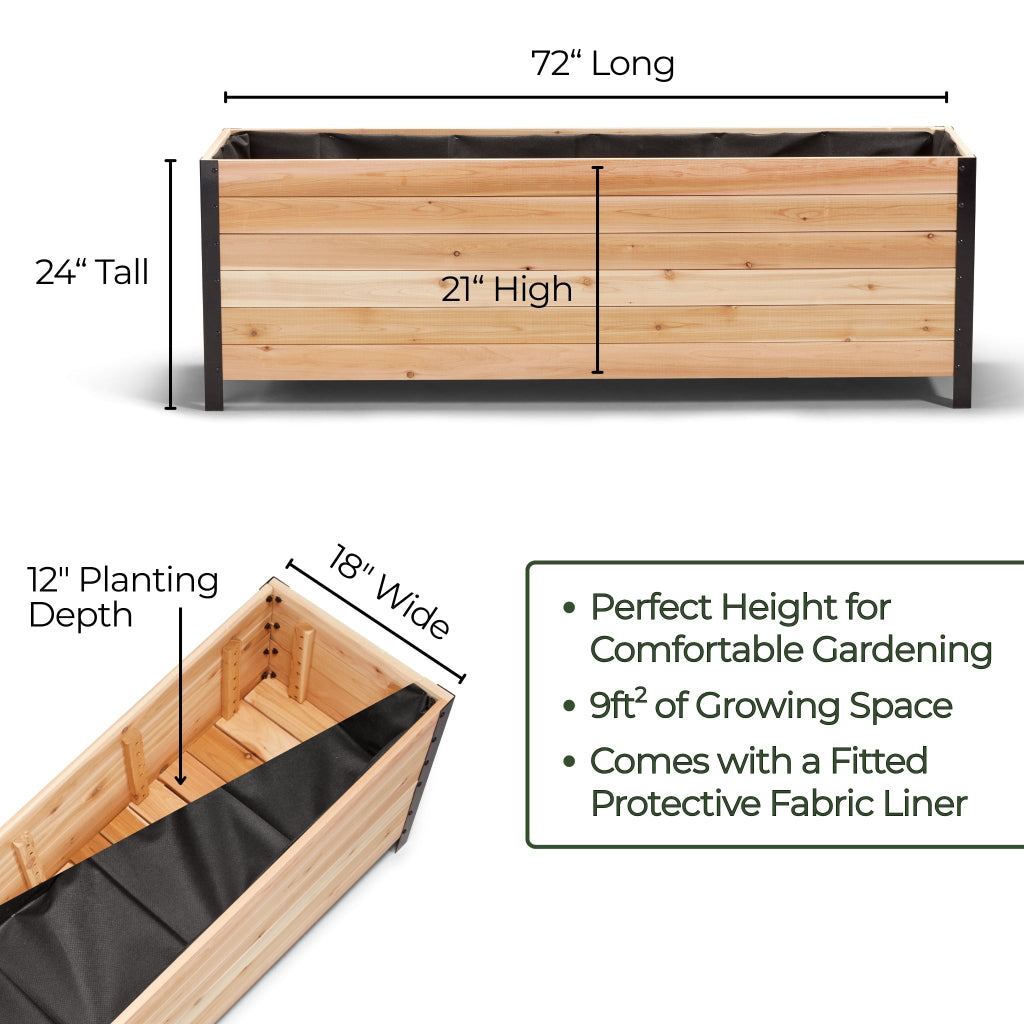 Cedar Planters 18" x 72" Planter Box - 24" TALL | Heirloom Boulevard