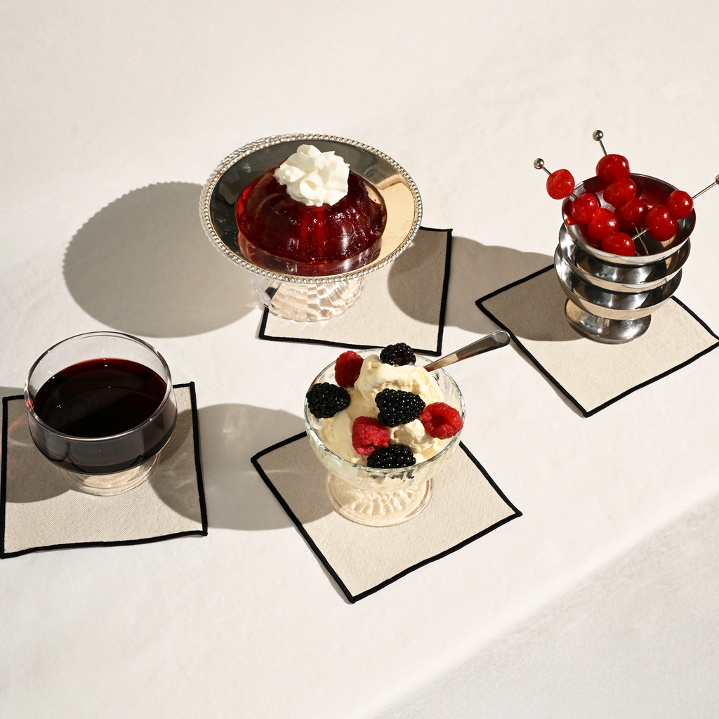 ATELIER SAUCIER Cream Burlap Noir Cocktail Napkins | Set of 4 | Heirloom Boulevard