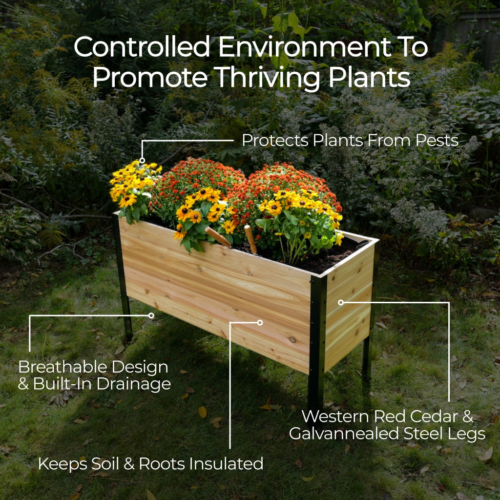 Cedar Planters 18" x 36" Raised Garden Bed - 30" TALL | Heirloom Boulevard