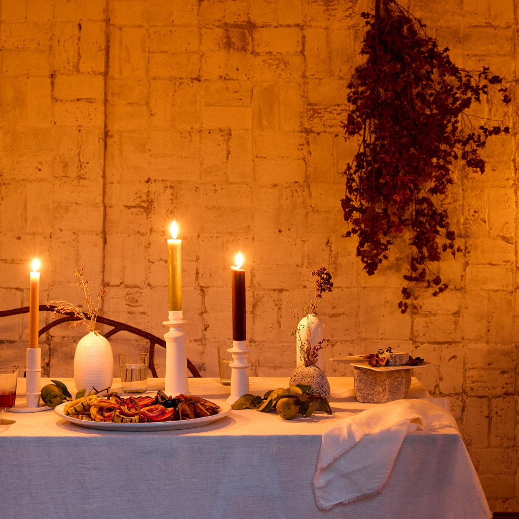 Bloomist Fringed Linen Tablecloth | Heirloom Boulevard