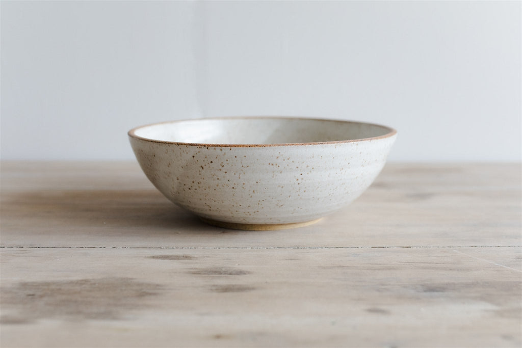 KJ Pottery Serving Bowl Speckled White | Heirloom Boulevard