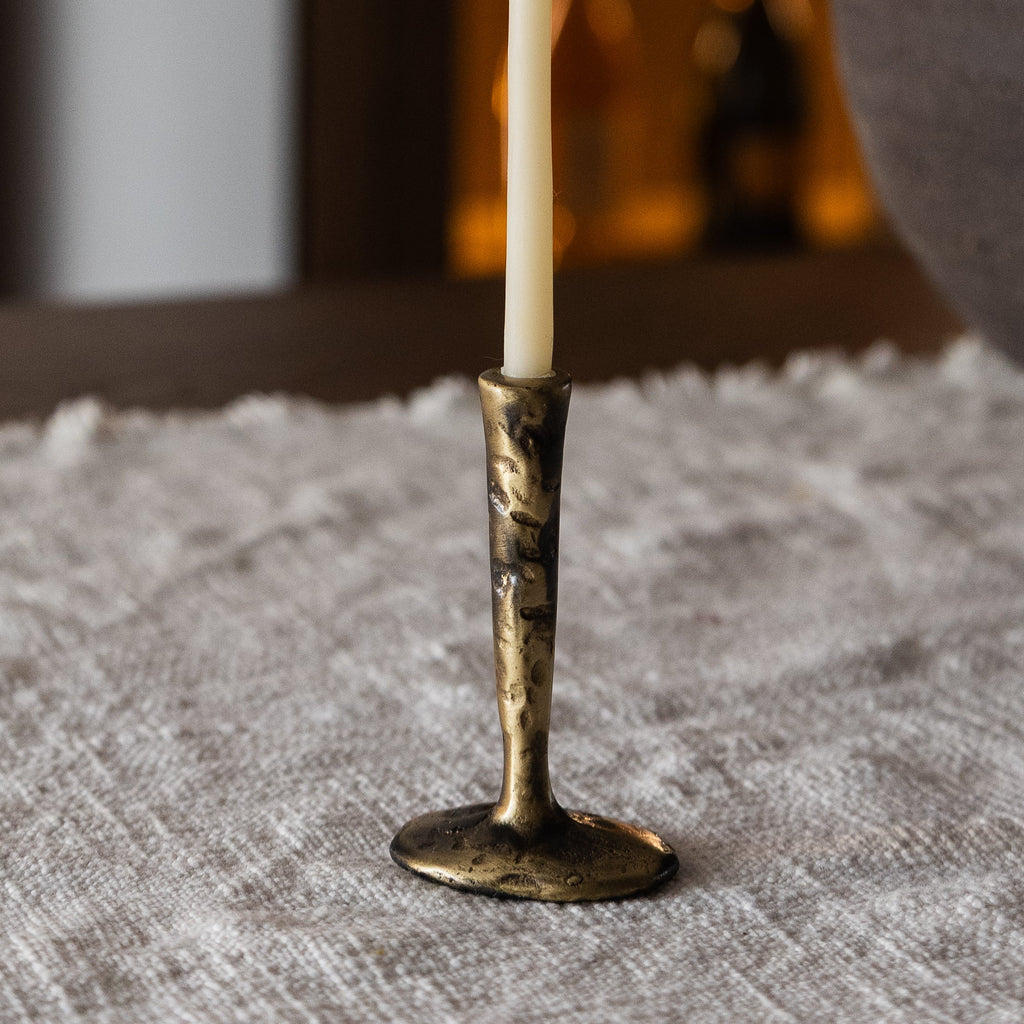 Out of the Blue Mini Antique Brass Candlestick | Heirloom Boulevard