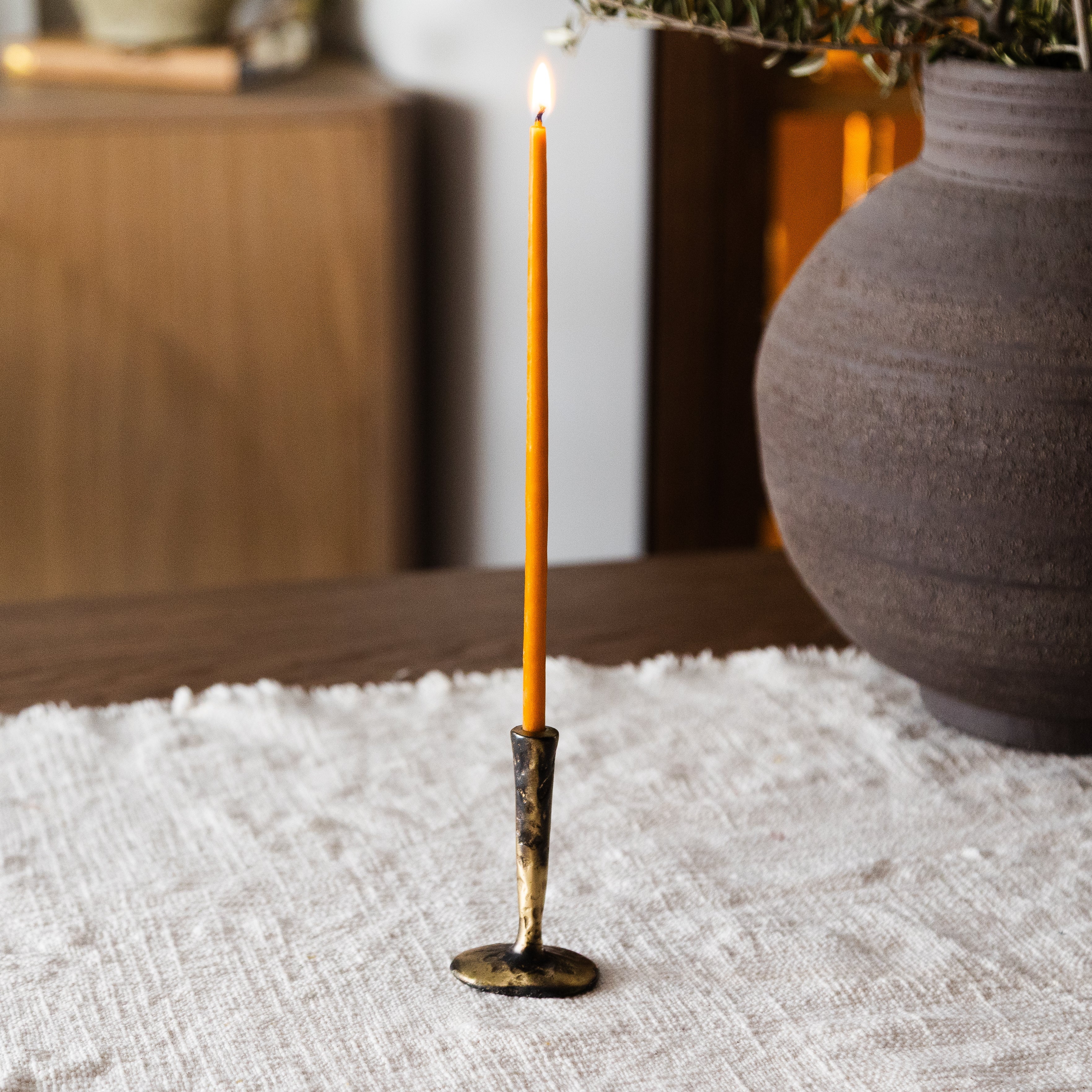 Out of the Blue Mini Antique Brass Candlestick | Heirloom Boulevard