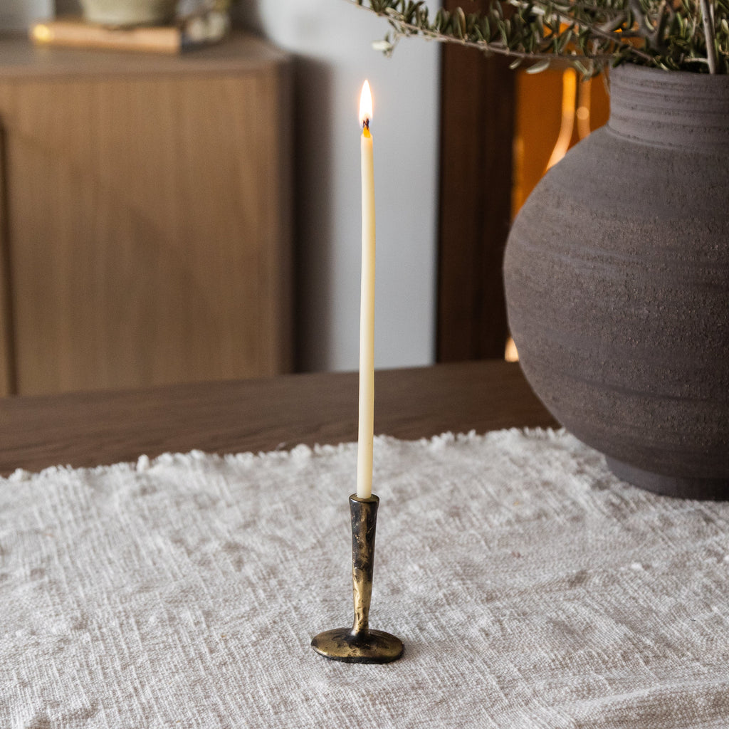 Out of the Blue Mini Antique Brass Candlestick | Heirloom Boulevard