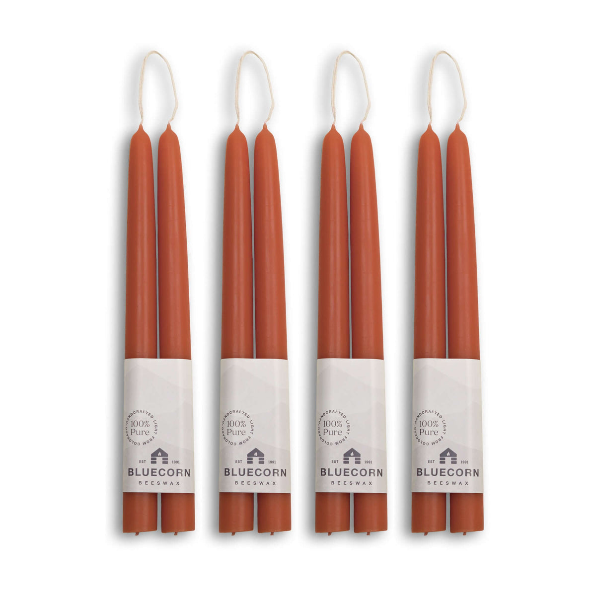 Hand-Dipped Beeswax Taper Candles - Bulk 4-Pair Bundle 10" Terracotta | Heirloom Boulevard