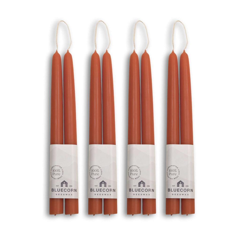 Hand-Dipped Beeswax Taper Candles - Bulk 4-Pair Bundle 10" Terracotta | Heirloom Boulevard