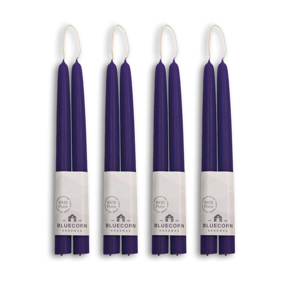 Hand-Dipped Beeswax Taper Candles - Bulk 4-Pair Bundle 10" Eggplant | Heirloom Boulevard