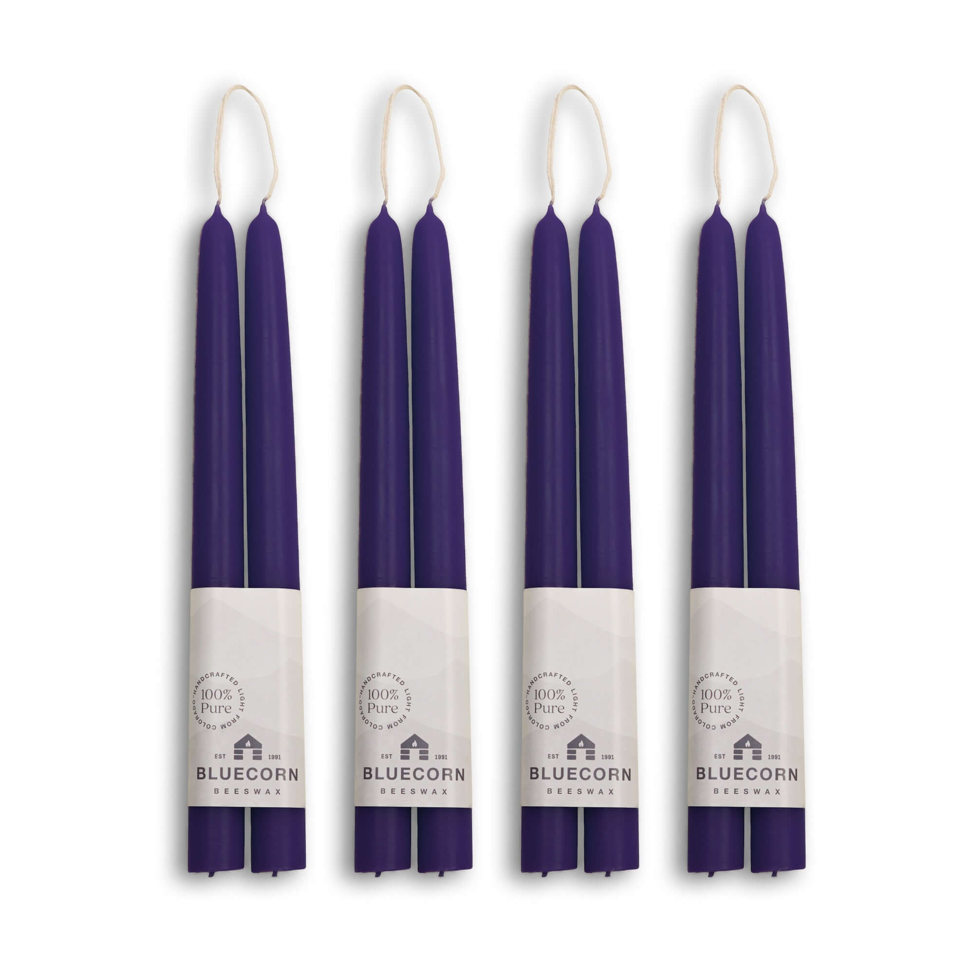 Hand-Dipped Beeswax Taper Candles - Bulk 4-Pair Bundle 10" Eggplant | Heirloom Boulevard