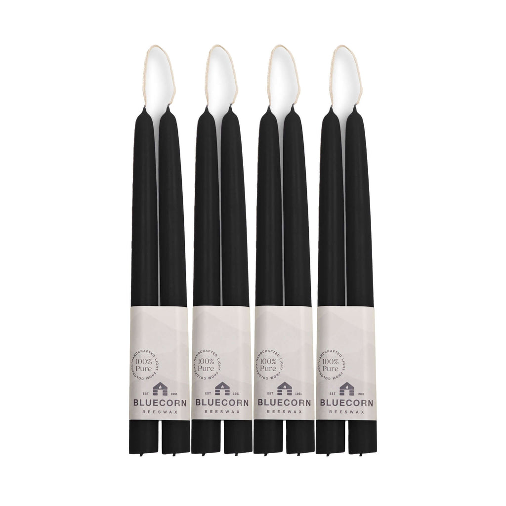 Hand-Dipped Beeswax Taper Candles - Bulk 4-Pair Bundle 10" Black | Heirloom Boulevard