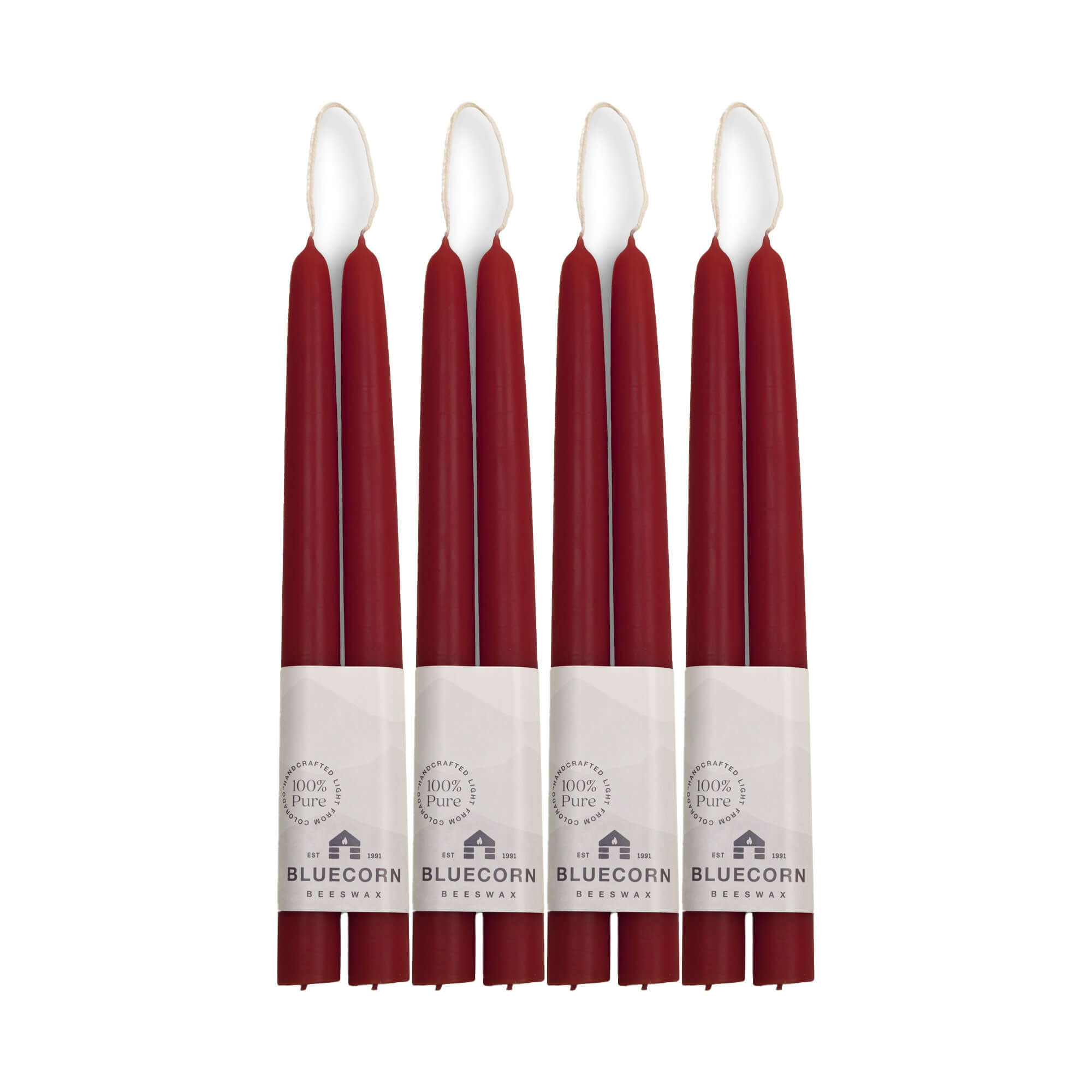Hand-Dipped Beeswax Taper Candles - Bulk 4-Pair Bundle 10" Burgundy | Heirloom Boulevard