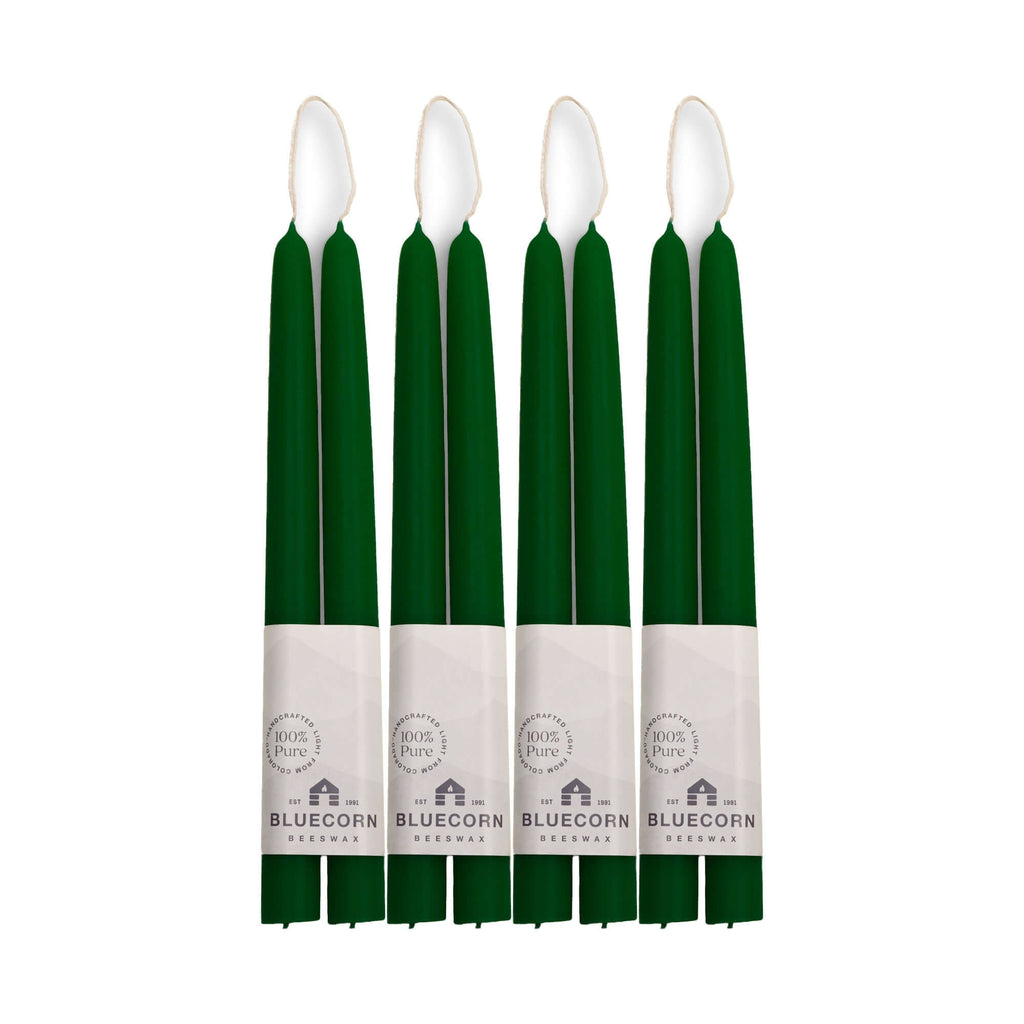 Hand-Dipped Beeswax Taper Candles - Bulk 4-Pair Bundle 10" Moss | Heirloom Boulevard