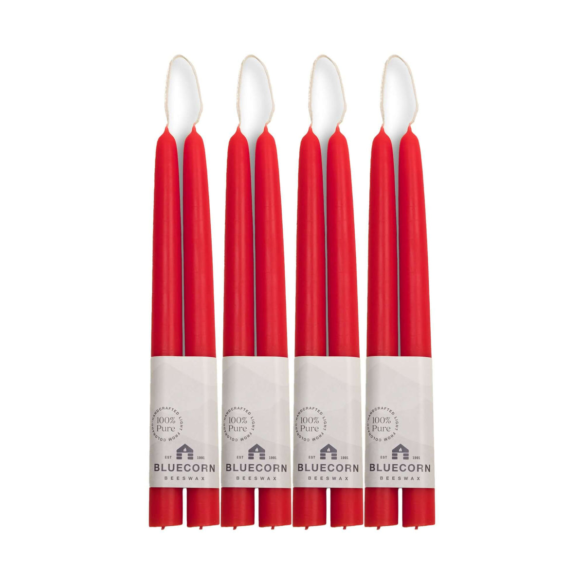 Hand-Dipped Beeswax Taper Candles - Bulk 4-Pair Bundle 10" Red | Heirloom Boulevard