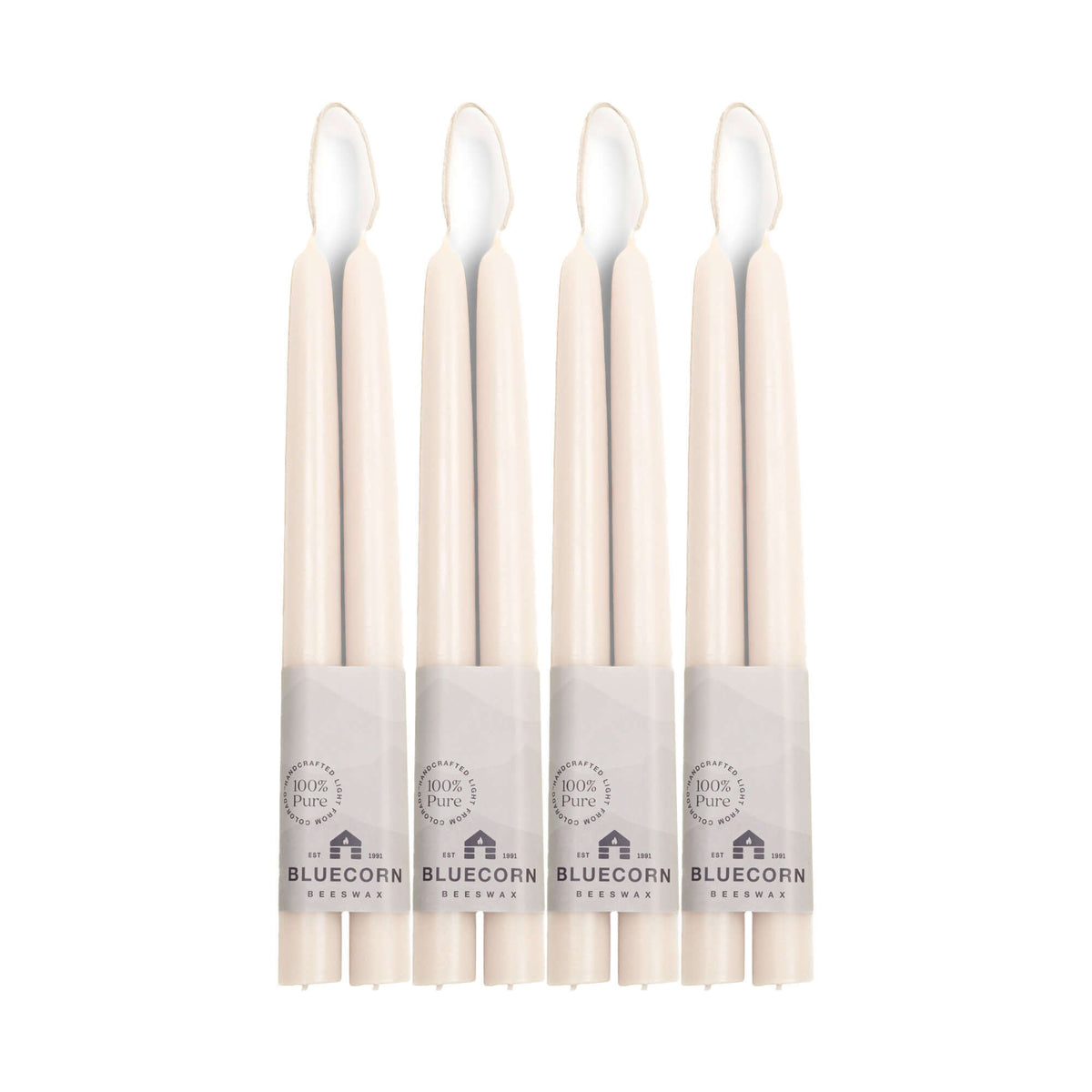 Hand-Dipped Beeswax Taper Candles - Bulk 4-Pair Bundle 10" Ivory | Heirloom Boulevard