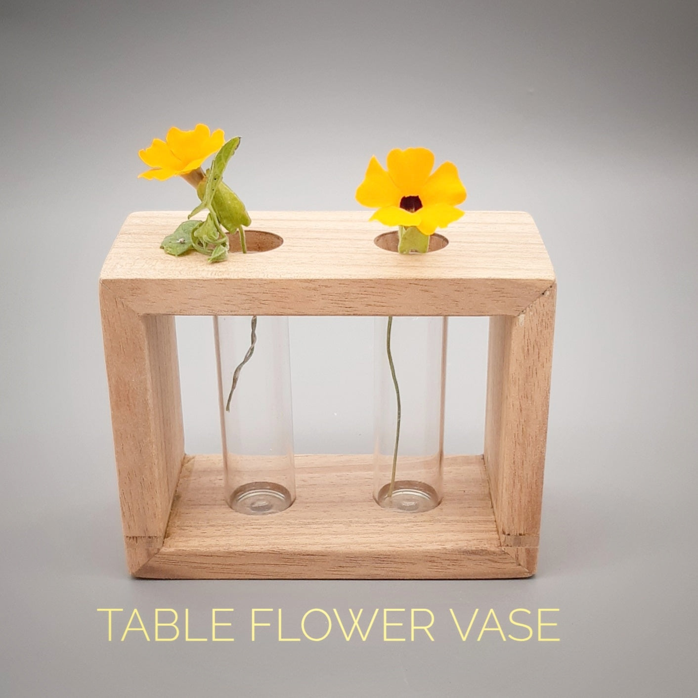 Wood Frame Flower Vase with Glass Tubes Kanju Interiors | Heirloom Boulevard