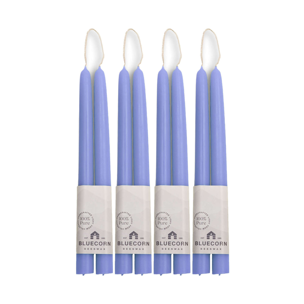 Hand-Dipped Beeswax Taper Candles - Bulk 4-Pair Bundle 10" Lilac | Heirloom Boulevard