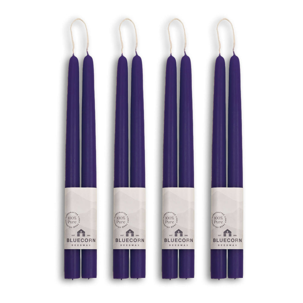 Hand-Dipped Beeswax Taper Candles - Bulk 4-Pair Bundle 12" Eggplant | Heirloom Boulevard