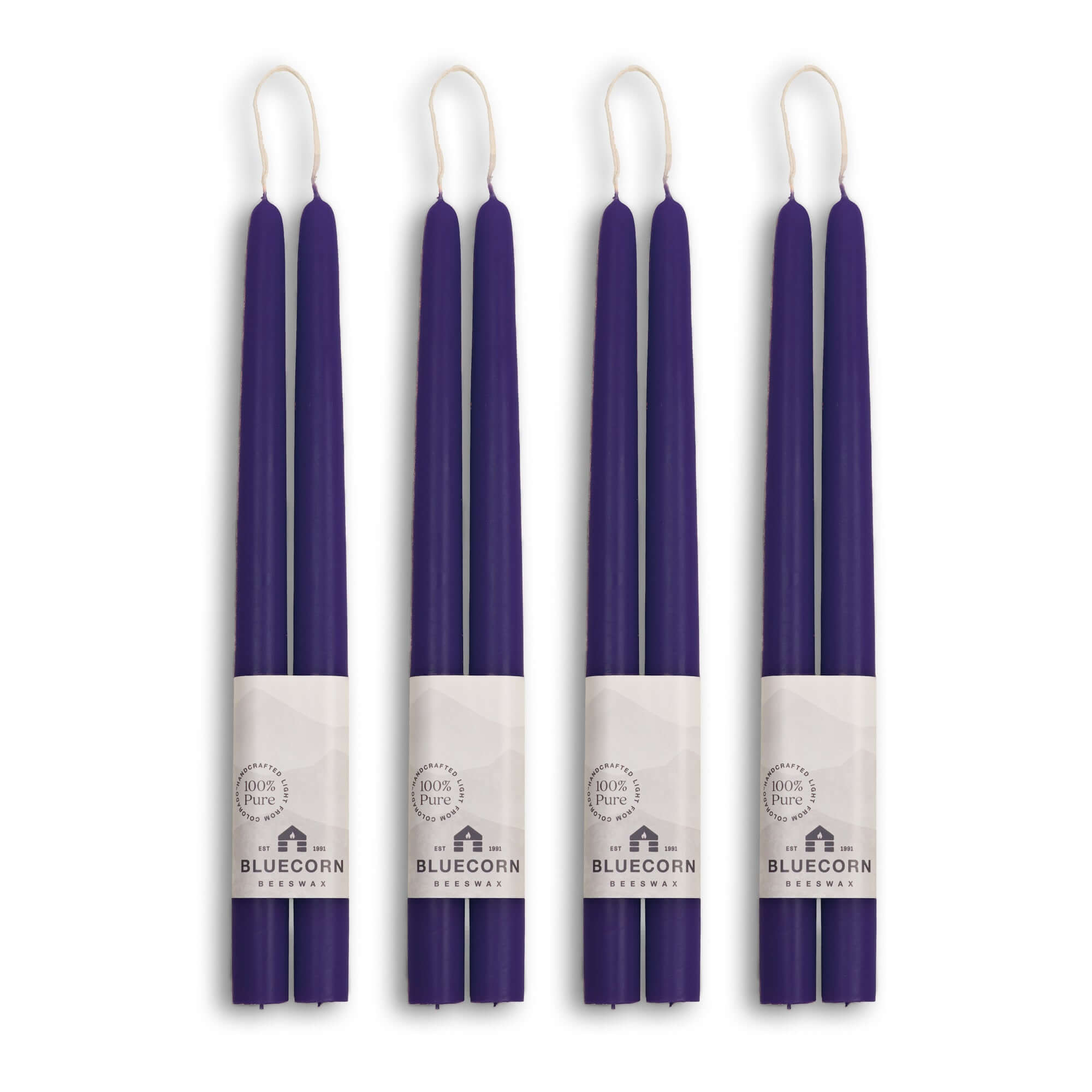 Hand-Dipped Beeswax Taper Candles - Bulk 4-Pair Bundle 12" Eggplant | Heirloom Boulevard