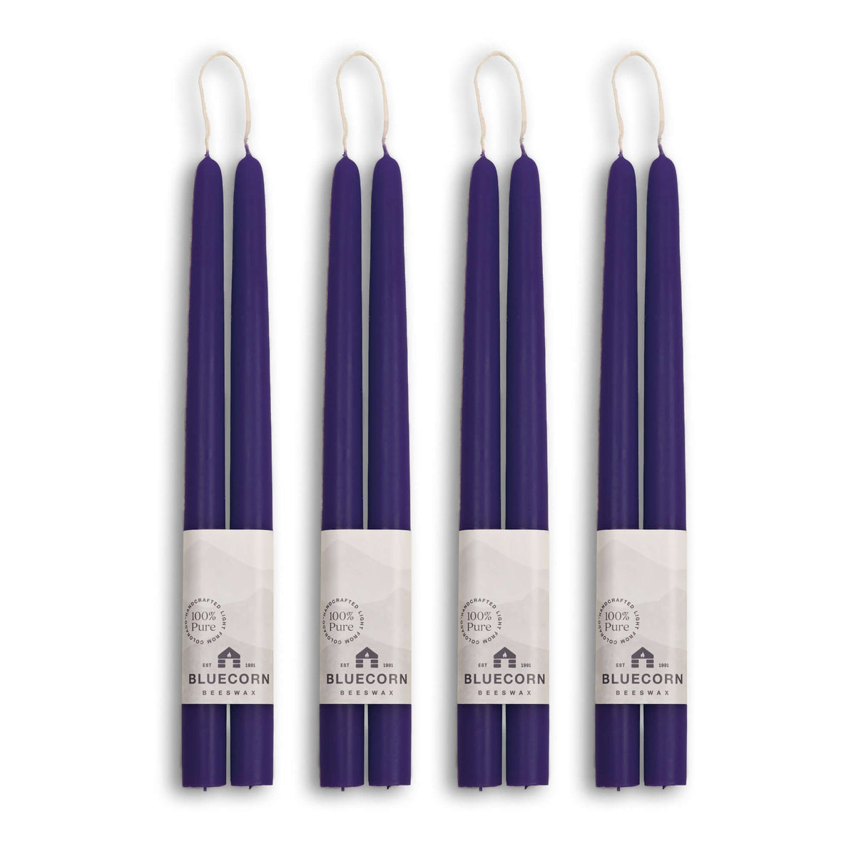 Hand-Dipped Beeswax Taper Candles - Bulk 4-Pair Bundle 12" Eggplant | Heirloom Boulevard