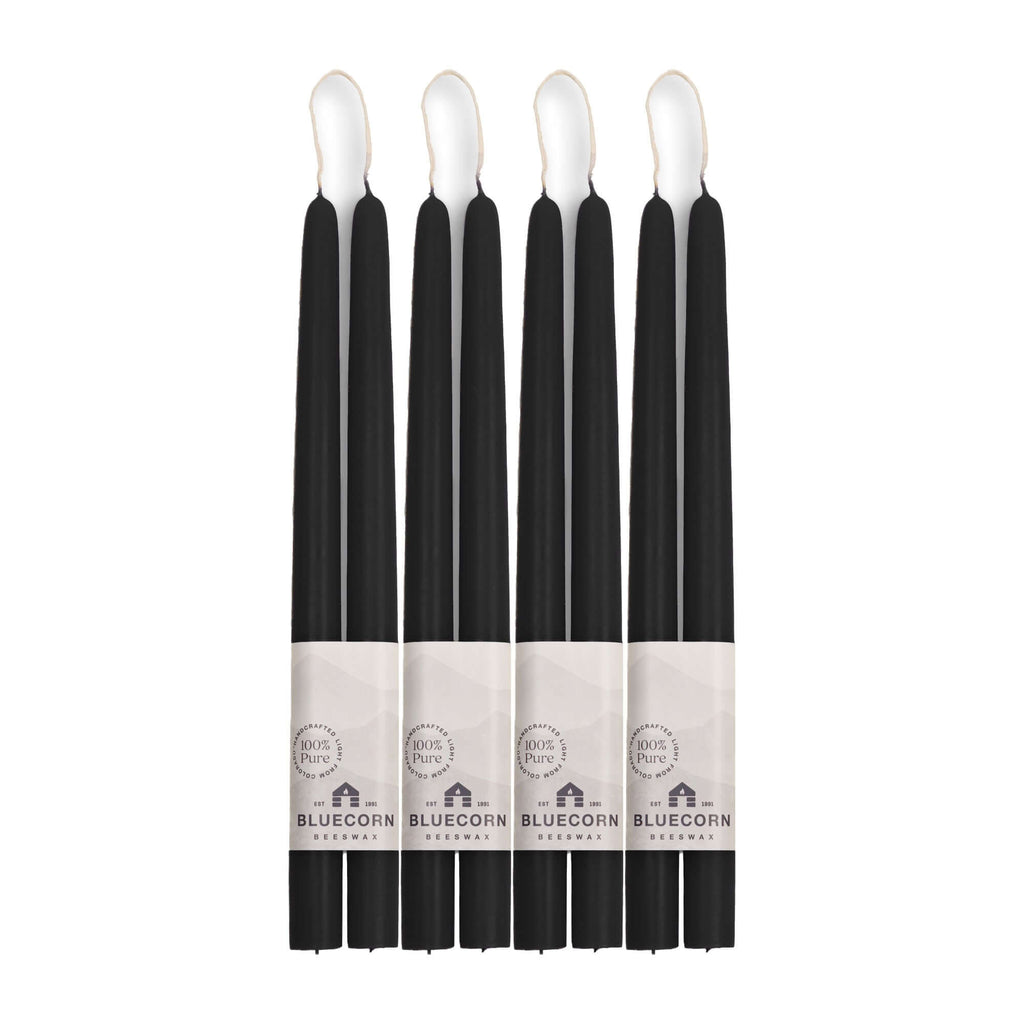 Hand-Dipped Beeswax Taper Candles - Bulk 4-Pair Bundle 12" Black | Heirloom Boulevard