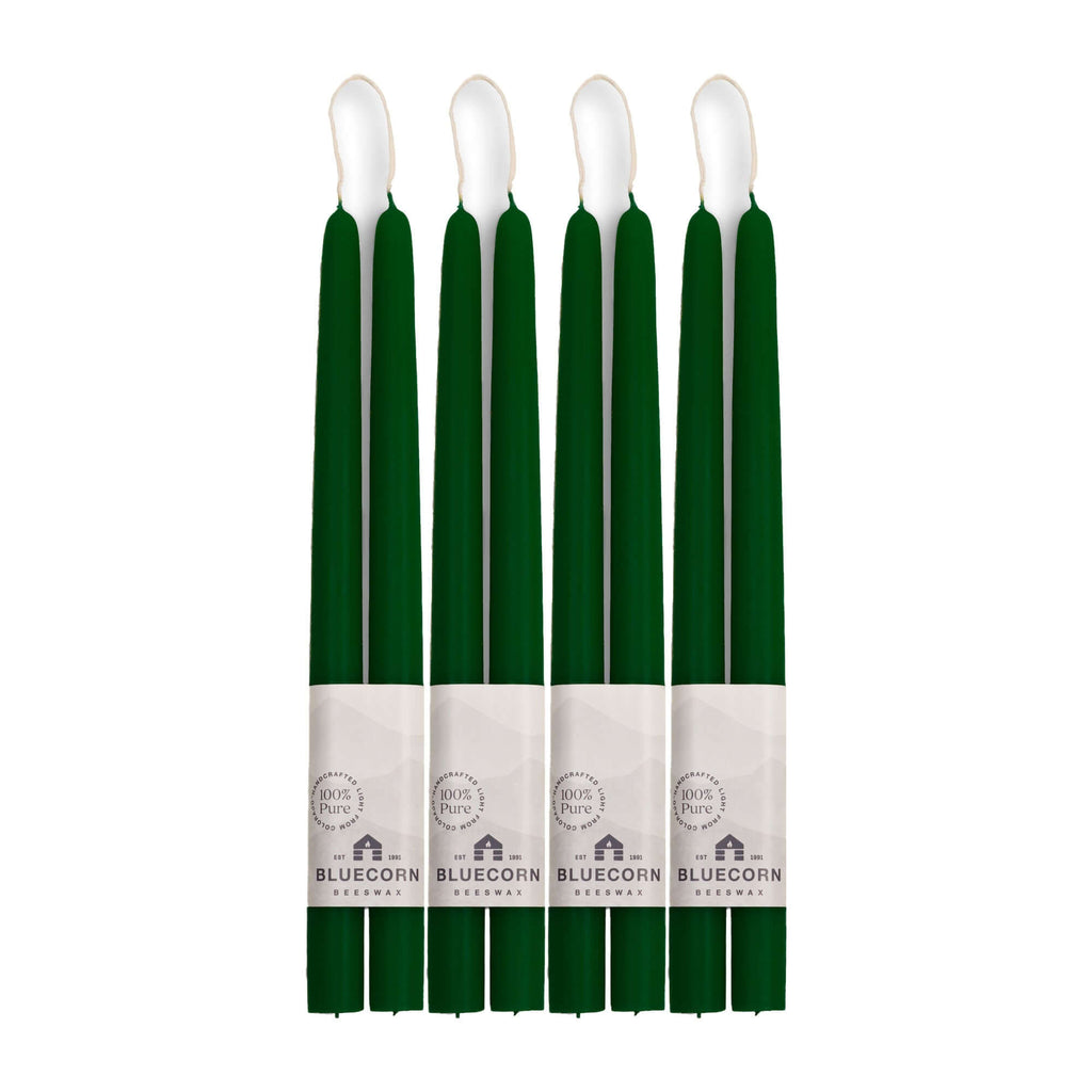 Hand-Dipped Beeswax Taper Candles - Bulk 4-Pair Bundle 12" Moss | Heirloom Boulevard
