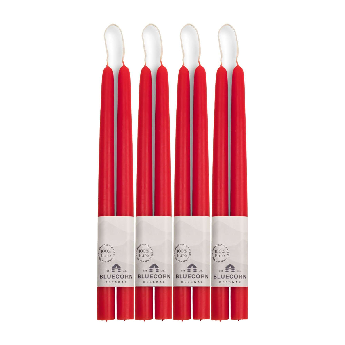 Hand-Dipped Beeswax Taper Candles - Bulk 4-Pair Bundle 12" Red | Heirloom Boulevard