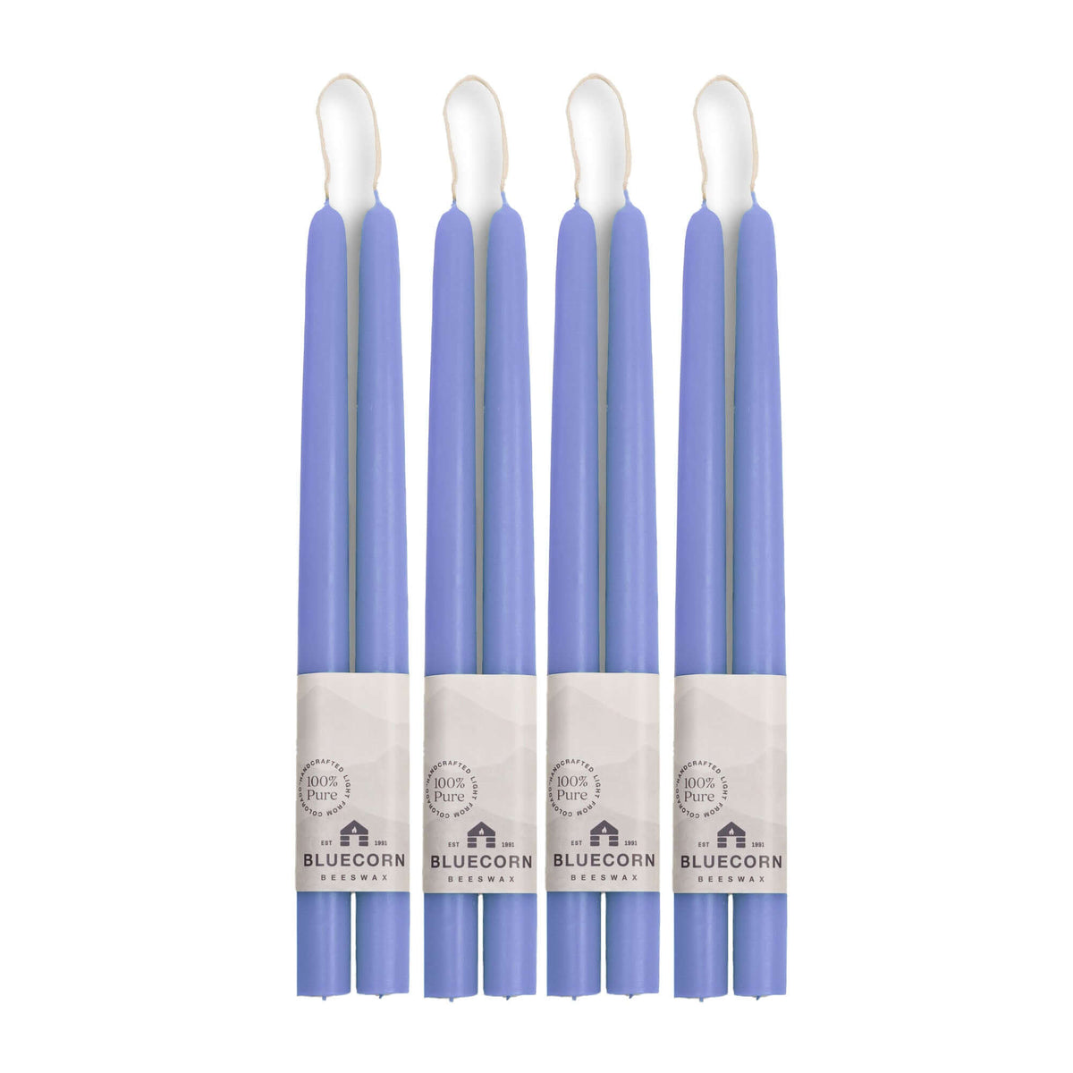 Hand-Dipped Beeswax Taper Candles - Bulk 4-Pair Bundle 12" Lilac | Heirloom Boulevard