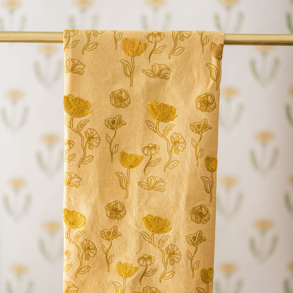 Galley & Fen Yellow Poppy Embroidered Dish Towel | Heirloom Boulevard