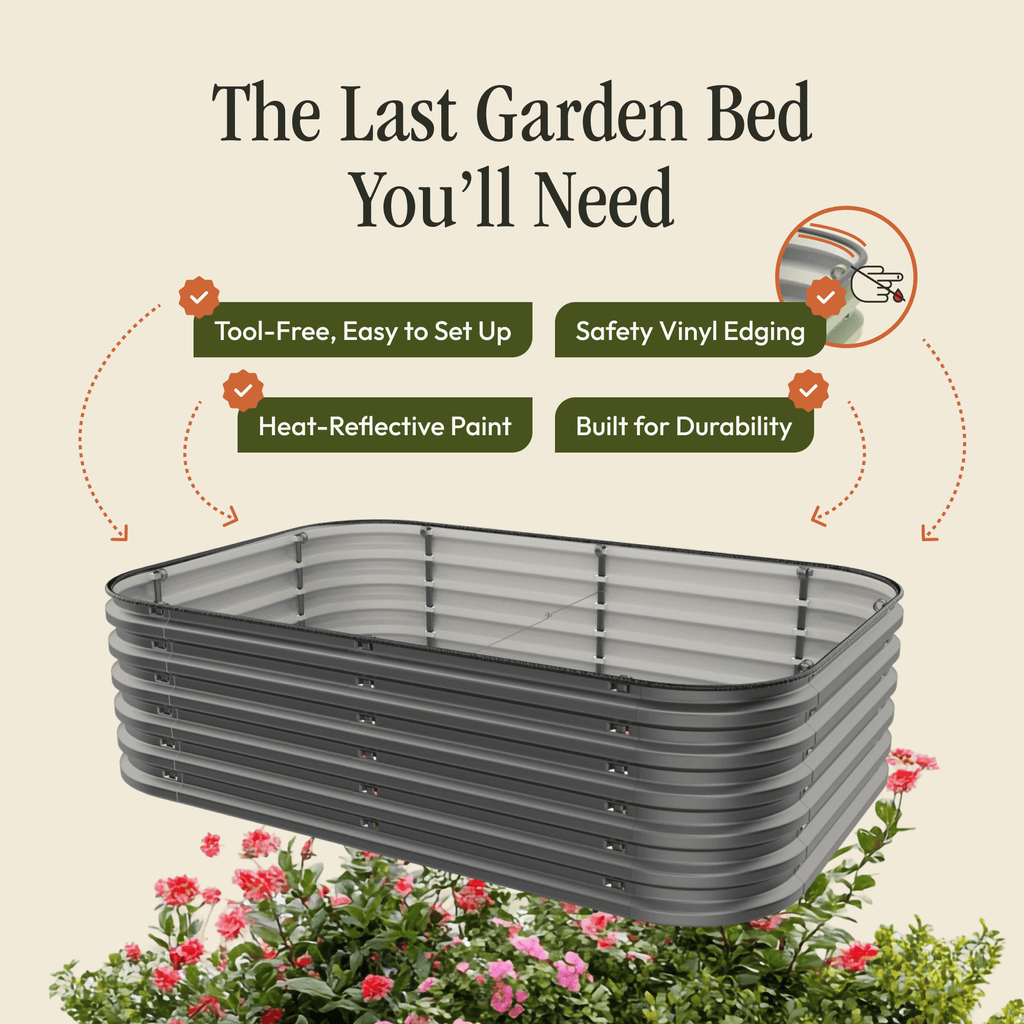 Go Rite 17" Tall 6 In 1 "No Tools Needed" Premium Metal Raised Garden Bed Kit Modern Gray | Heirloom Boulevard